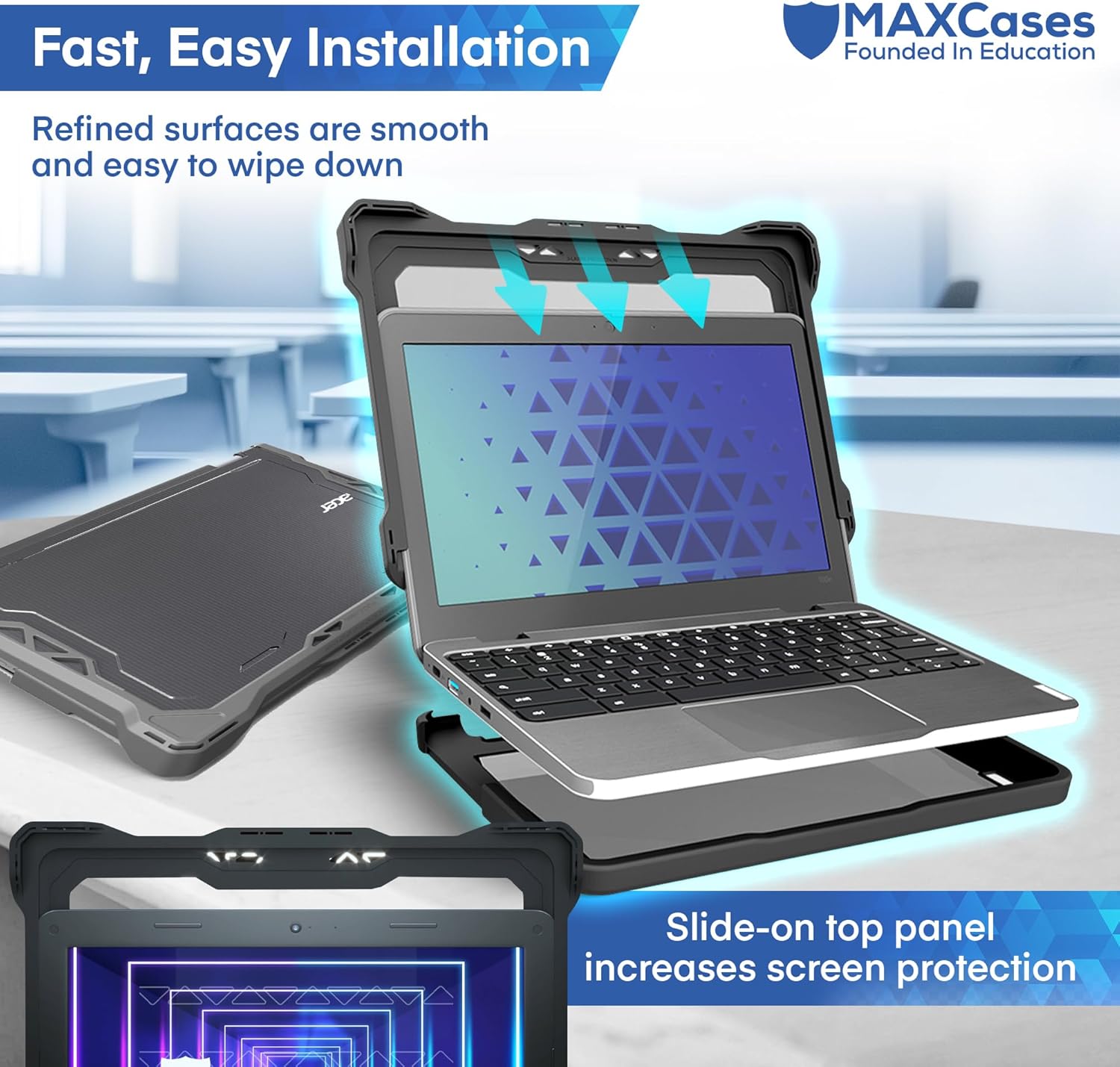 MAXCases Extreme Shell-F for Acer R756TN (Spin 511) & R753T/R753TN & R722T (Spin 311) Chromebook 11.6" (Gray/Clear)