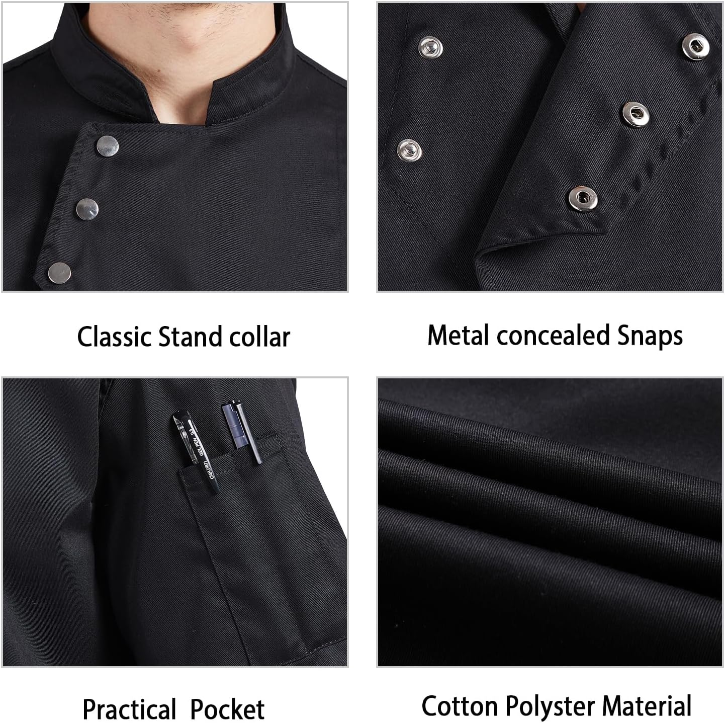 Nanxson Unisex Chef Coat Men's Long Sleeve Chef Jacket Restaurant Kitchen Cooking Chef Uniform CFM0057 - Image 5