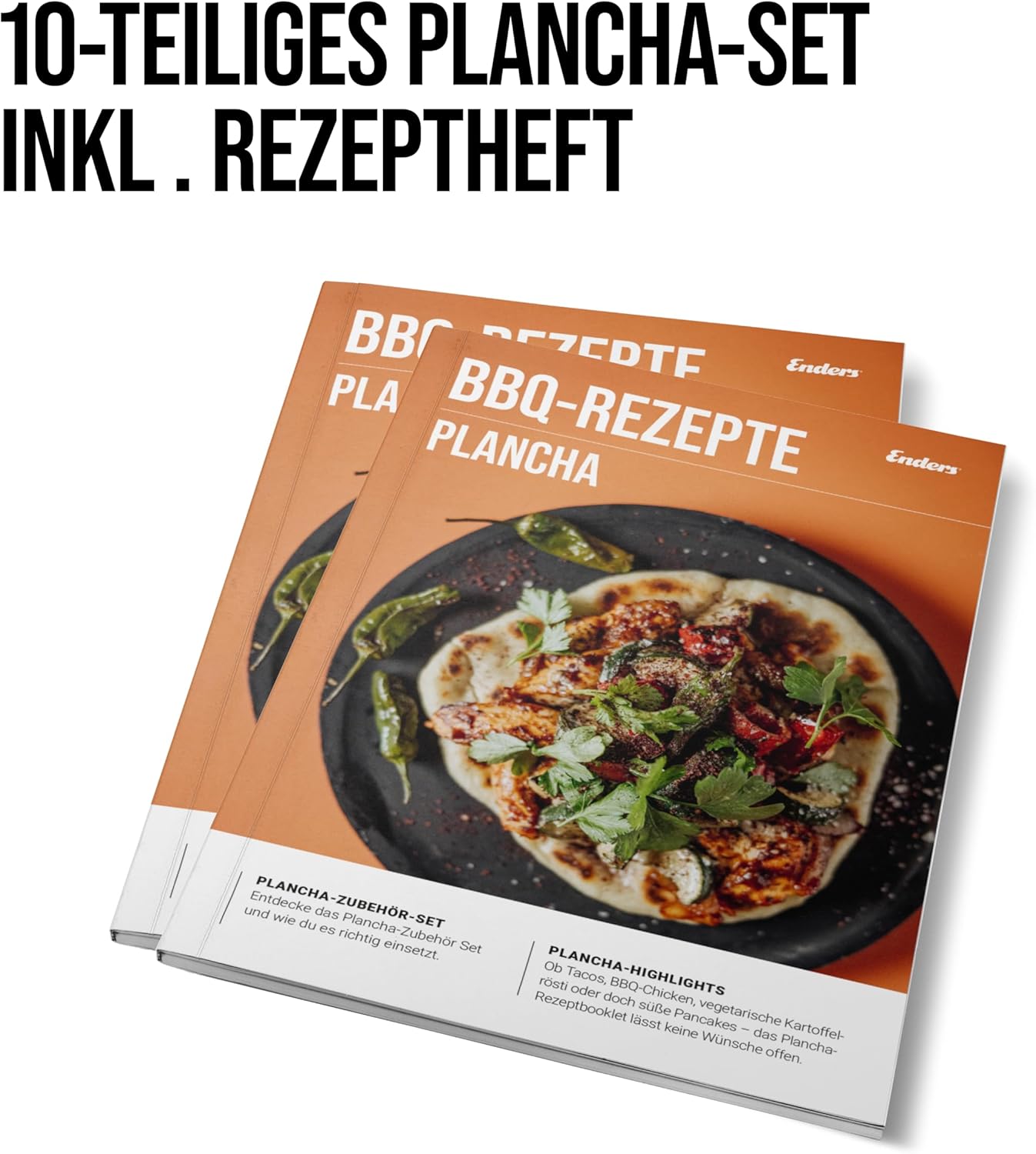 Image showing two recipe books titled 'BBQ-REZEPTE PLANCHA' with a cooked dish on the cover.