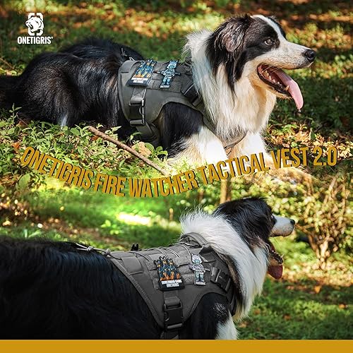 Miniatura 9 de OneTigris Arnés táctico para perro con asa, arnés militar para perros grandes y medianos, chaleco de servicio sin tirones, arnés ajustable para