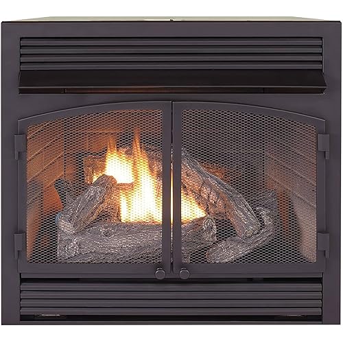 Duluth Forge Dual Fuel Ventless Gas Fireplace Insert, Remote Control, 6 Fire Logs, Use with Natural Gas or Liquid Propane, 32000 BTU, Heats up to 1500 Sq. Ft., Black