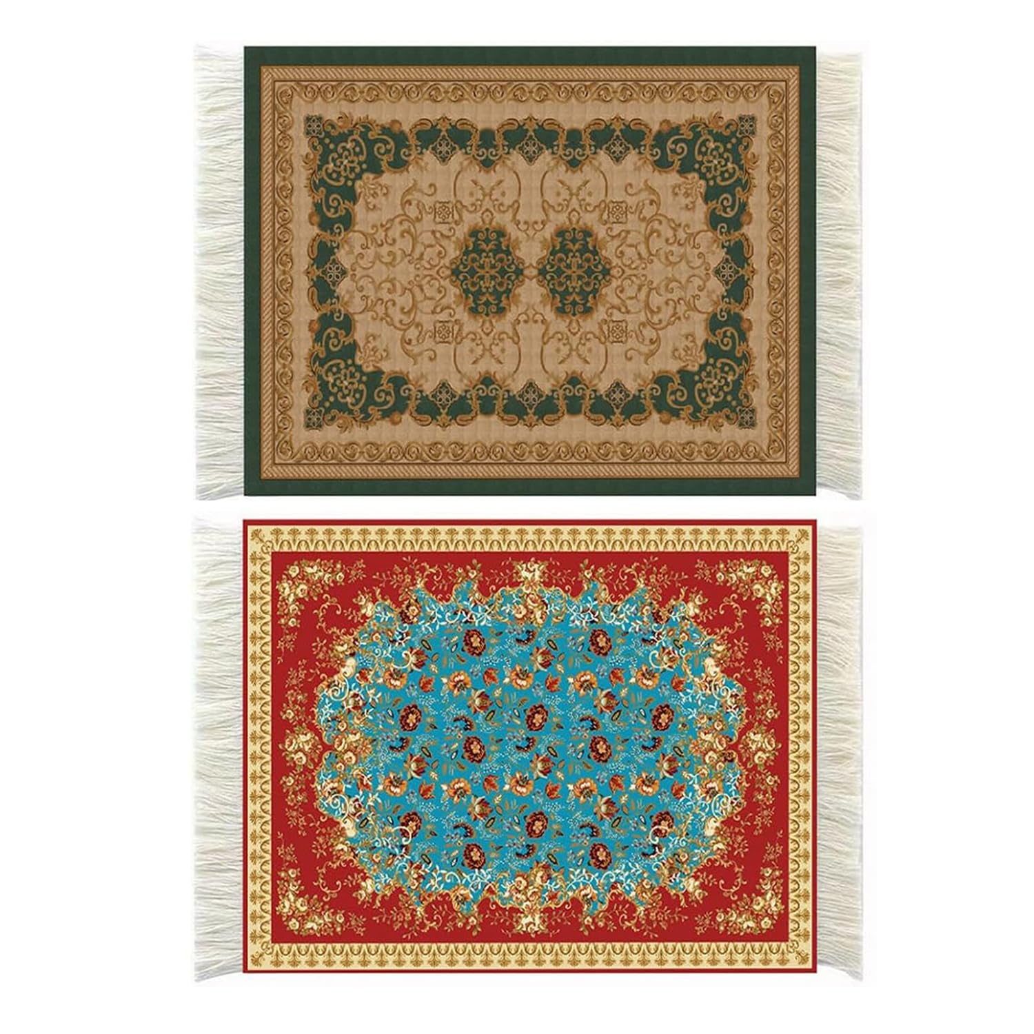 2PCS Persian Rug Style Anti-Slip Mouse Mat, Generic Carpet Style Mouse Pad, Vintage Mini Carpet Mouse Pad, Desk Pad Non Slip Computer Mouse Mat Coaster Table Decor for Elegant Office Home Accessories