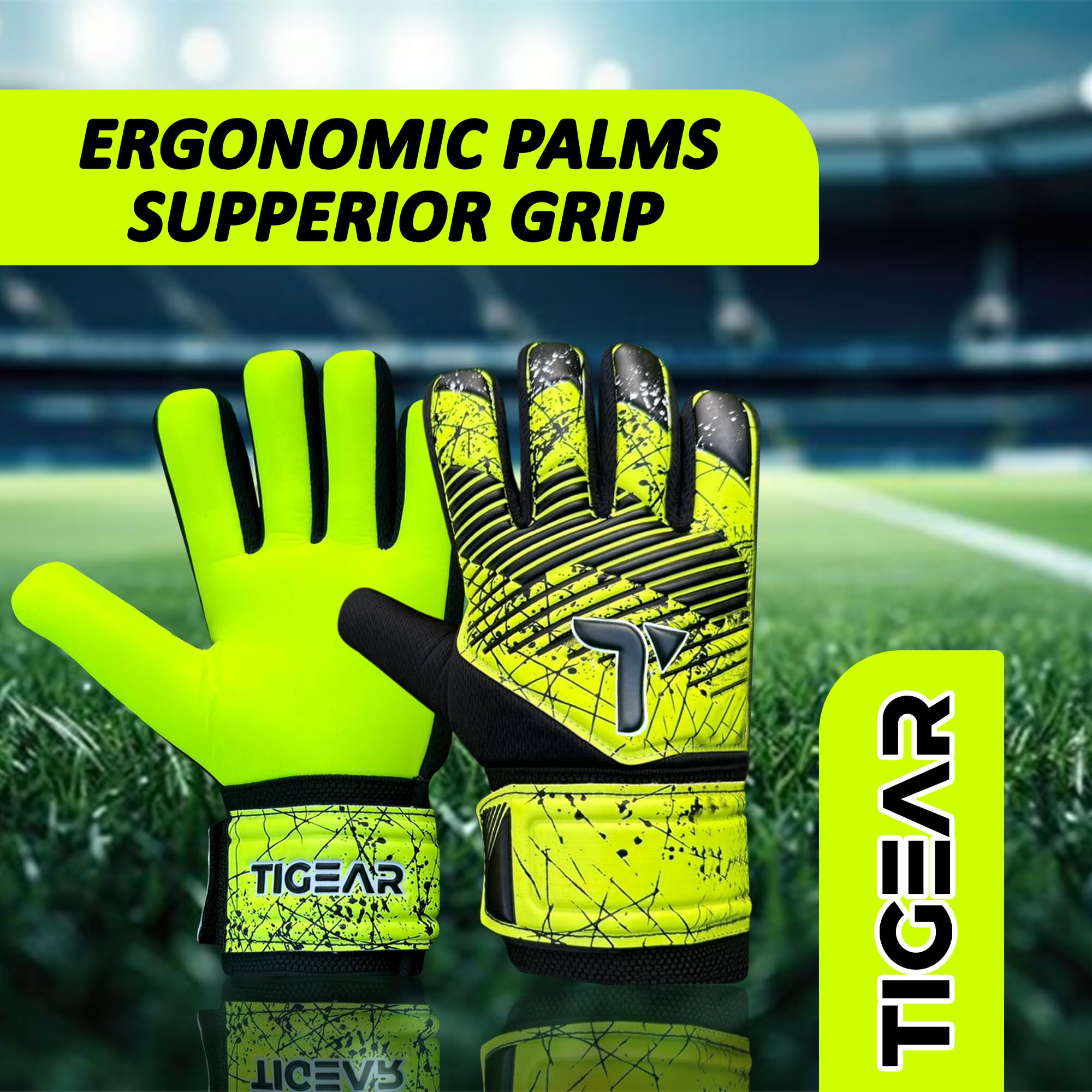 TIGEAR SuperJam Goalkeeper Gloves (Yellow, 6) - Image 4