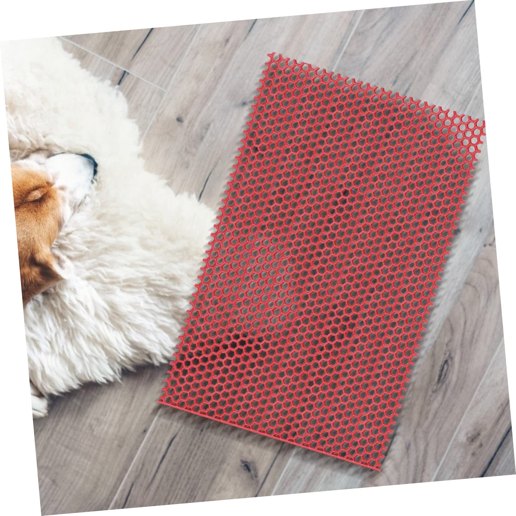 Tappetino Base Isolante per Gabbia in Pvc per Cani Bordi Arrotondati Accessorio Veloce Drenaggio Dell'urina per Recinto Animale Domestico per Cuccia Rossa