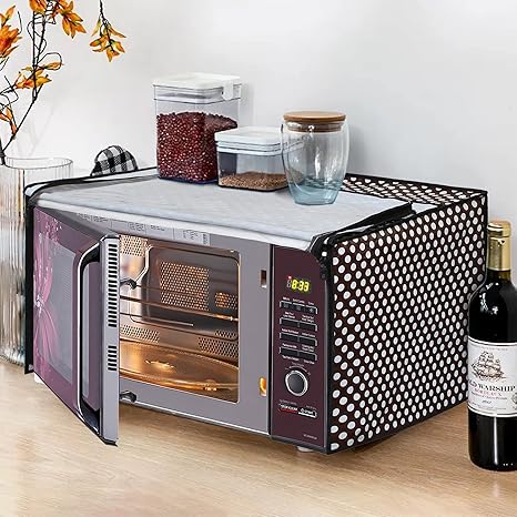 Glassiano Polka White and Black Printed Microwave Oven Cover for BPL 30 Litre Convection Microwave Oven BPLMW30CIG, Silver