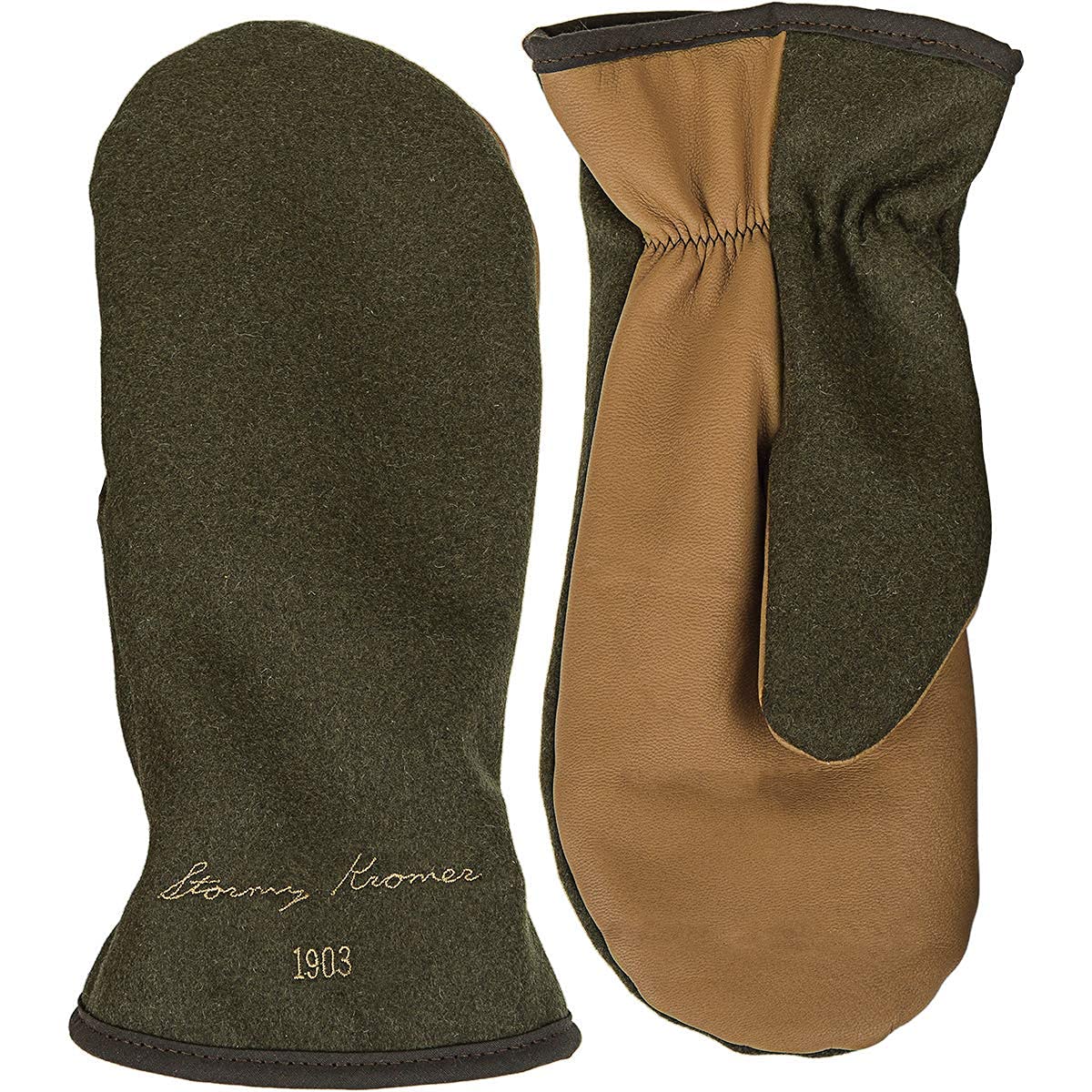 Stormy Kromer Tough Mitts - Leather Outdoor Gloves, Winter Mittens with Sherpa
