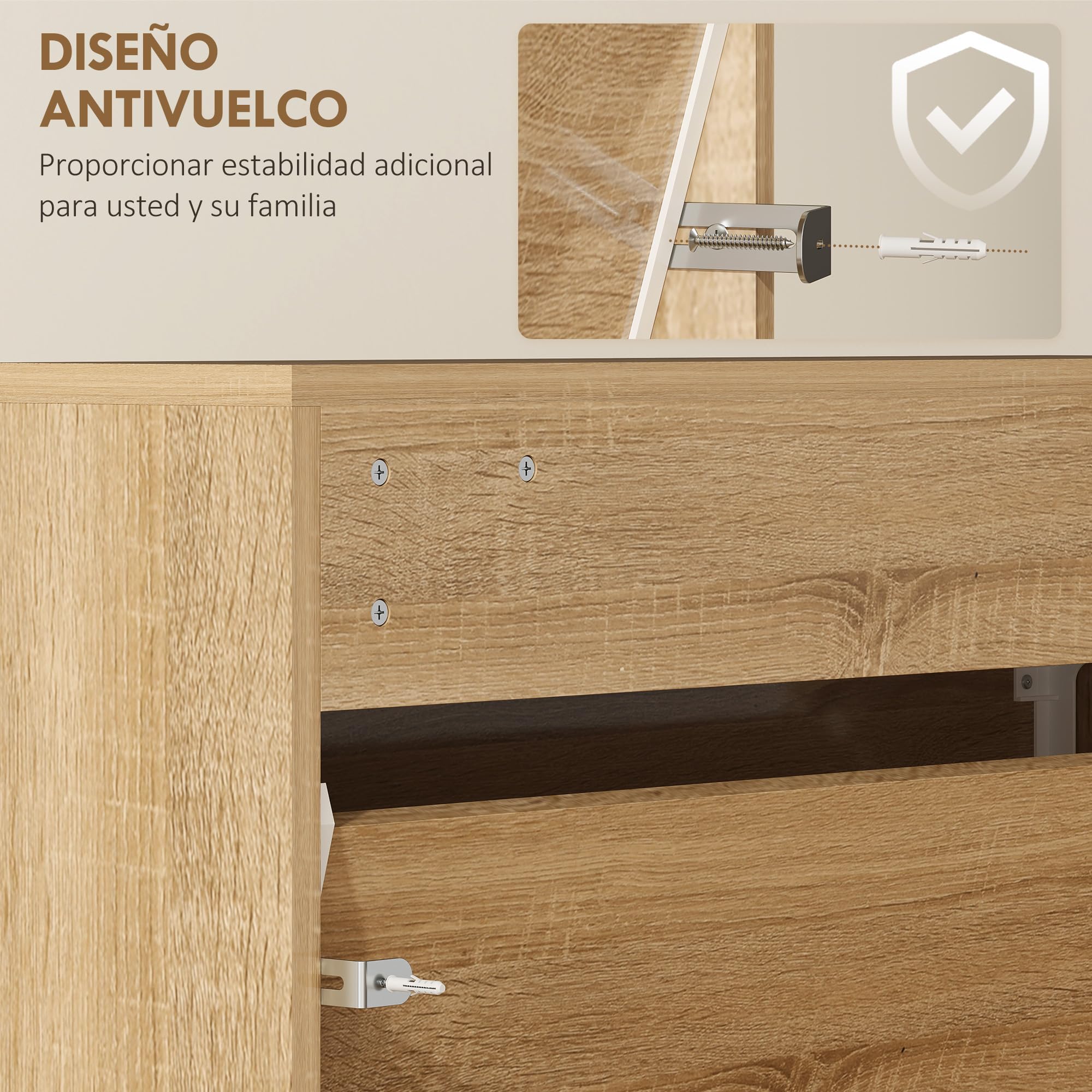 HOMCOM Zapatero Estrecho 3 Puertas con Espejo 65x17x114,5 cm Natural | Zapatero Entrada Recibidor, para 9 Pares de Zapatos, para Pasillo, Espacios Reducidos