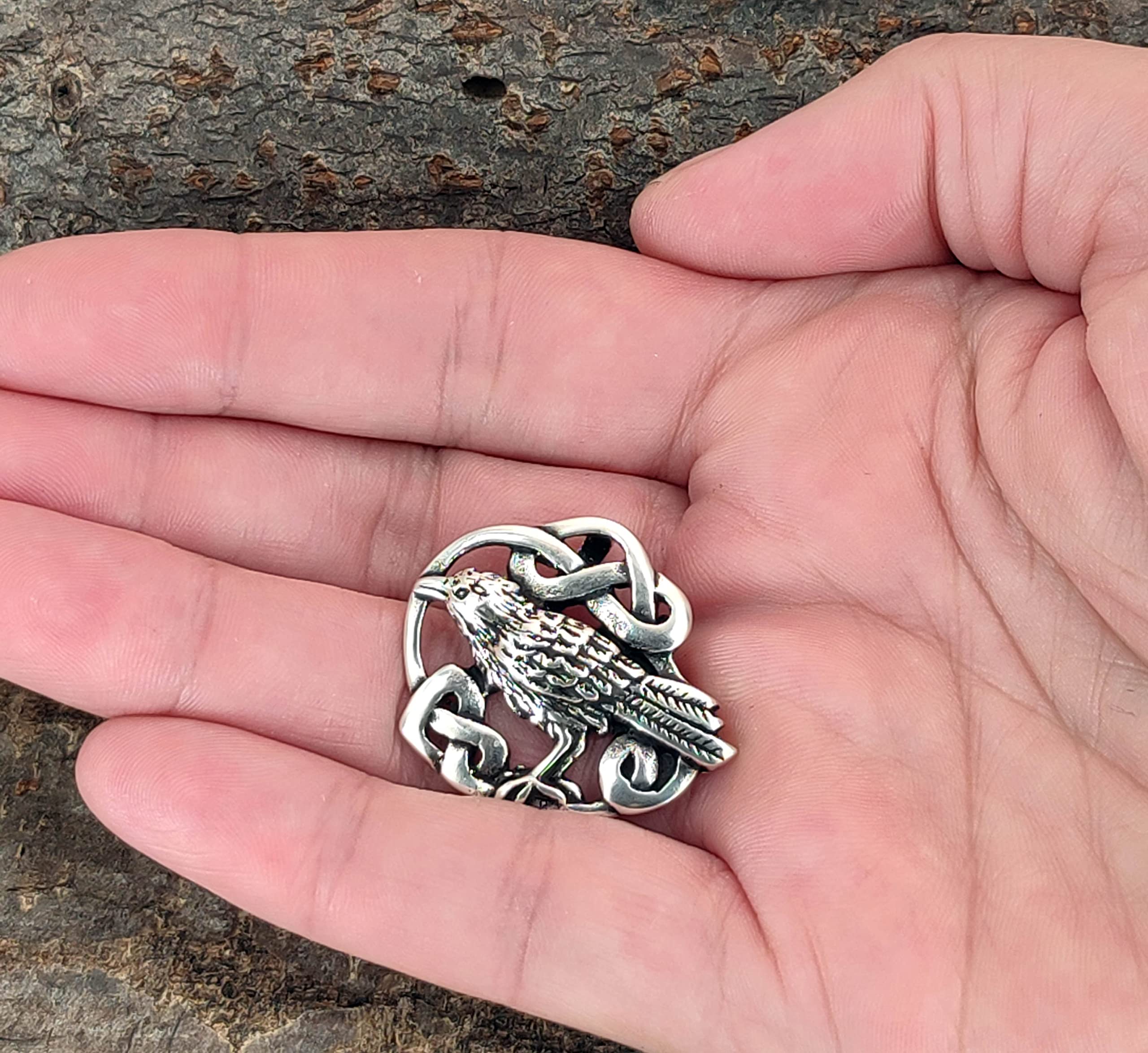 Raben Anhänger aus 925 Sterling Silber mit Baumwollband Si.274