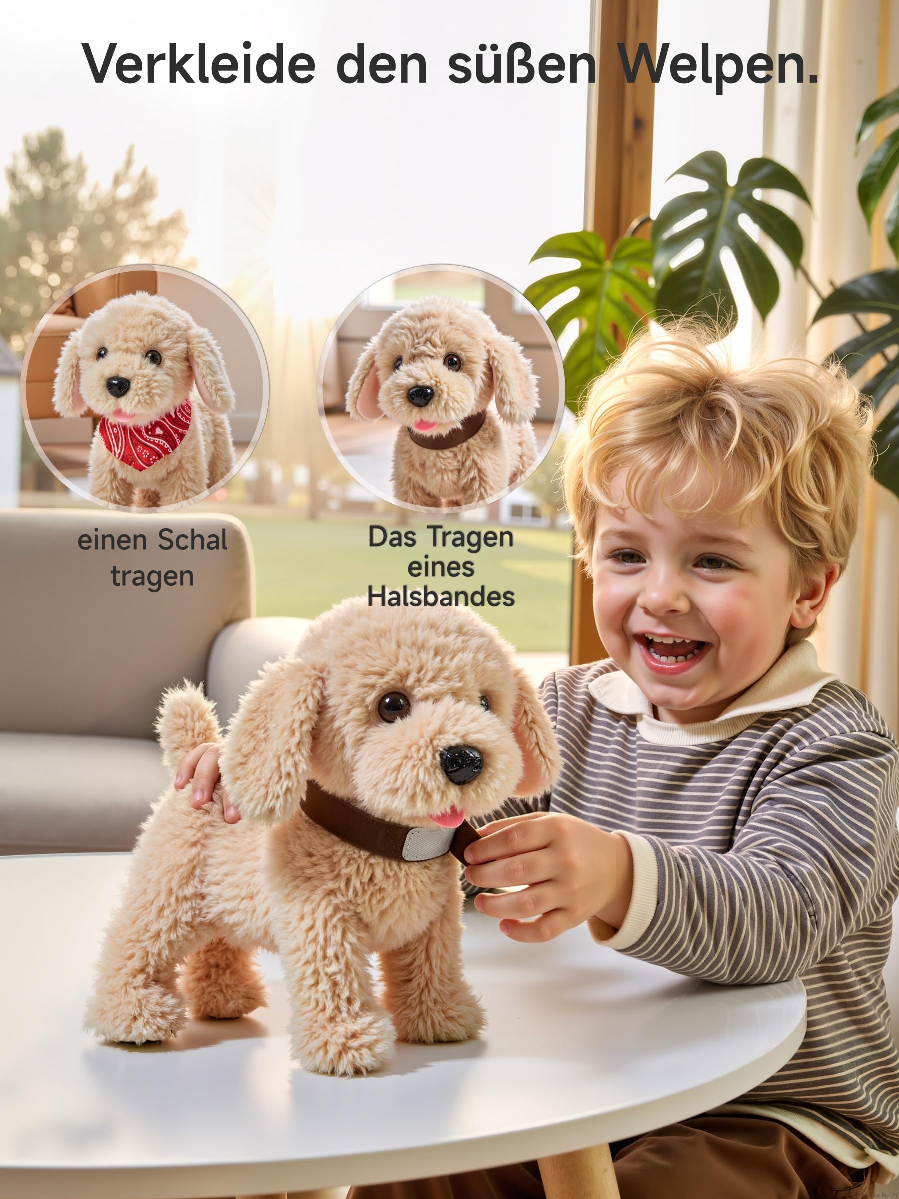 TUMAMA Interaktives Hund Spielzeug Kinder, Laufender Hund mit Fernbedienung Leine der Läuft und Bellt, Spielhund Kinderspielzeug ab 3 4 5 6 Jahre, Kuscheltier Hunde - Gehen, Bellen, Schwanz Wedeln