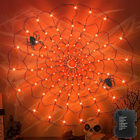 96 LED Light Up Spider Web Halloween Decorations