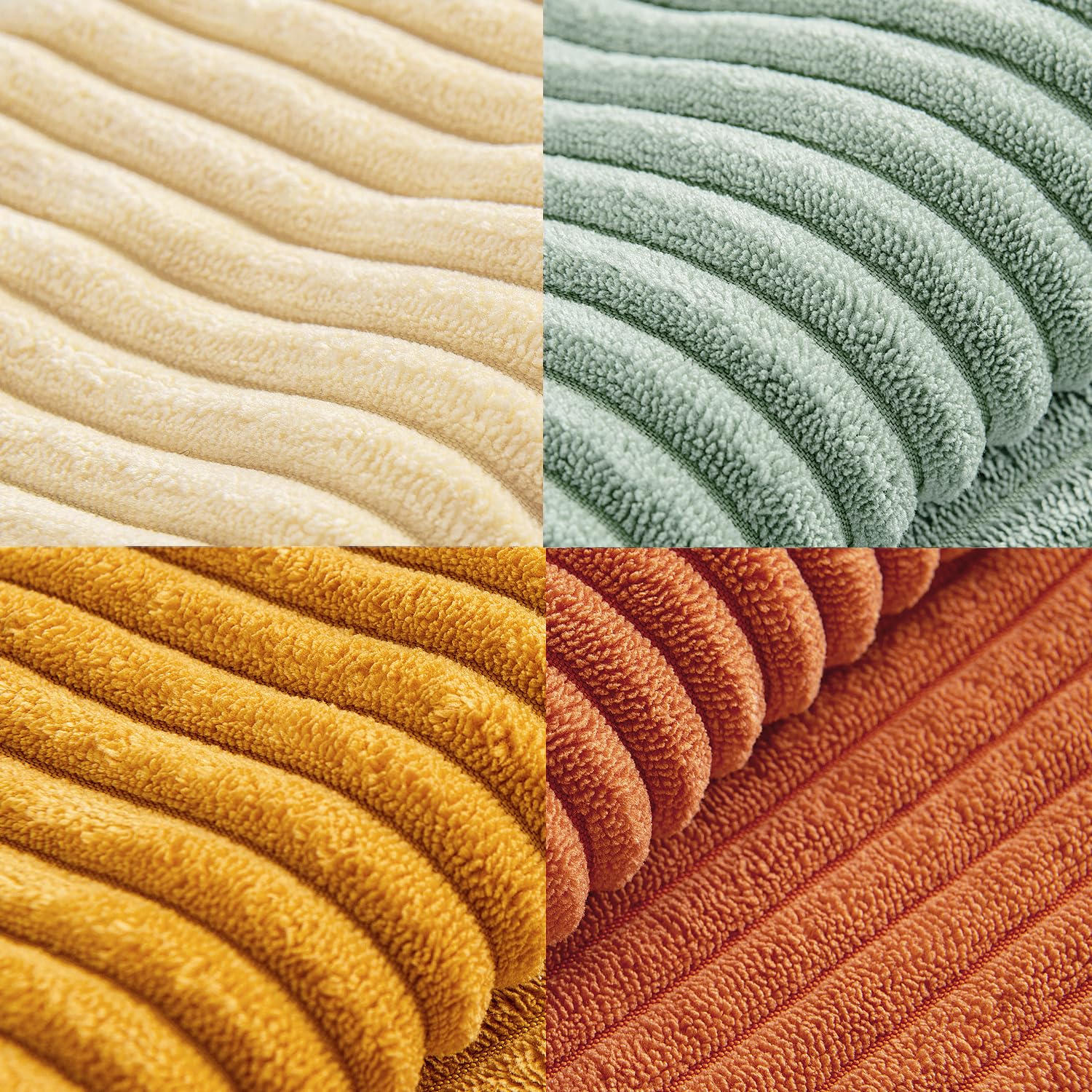 Juego de 4 fundas de almohada decorativas color verde azulado naranja de 18 x 18 pulgadas, fundas de cojín de pana a rayas bohemias modernas para sofá, dormitorio, decoración otoñal del hogar 7