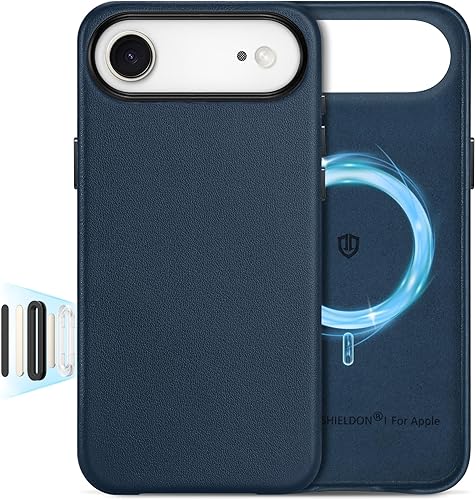 Vista 52 de SHIELDON Funda de cuero genuino para iPhone 17 Pro Max de 6.9 pulgadas 2025, compatible con Magsafe, carga inalámbrica magnética, ajuste delgado