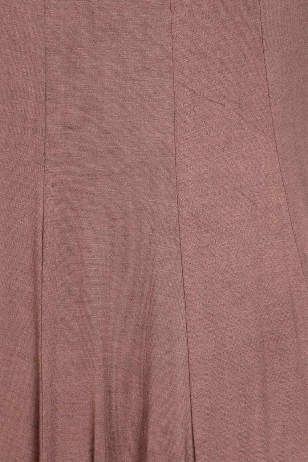 Plus Size Casual Comfy Solid Print 3/4 Sleeve A-line Midi Dress/Made in USA Mocha 2XL - Image 5