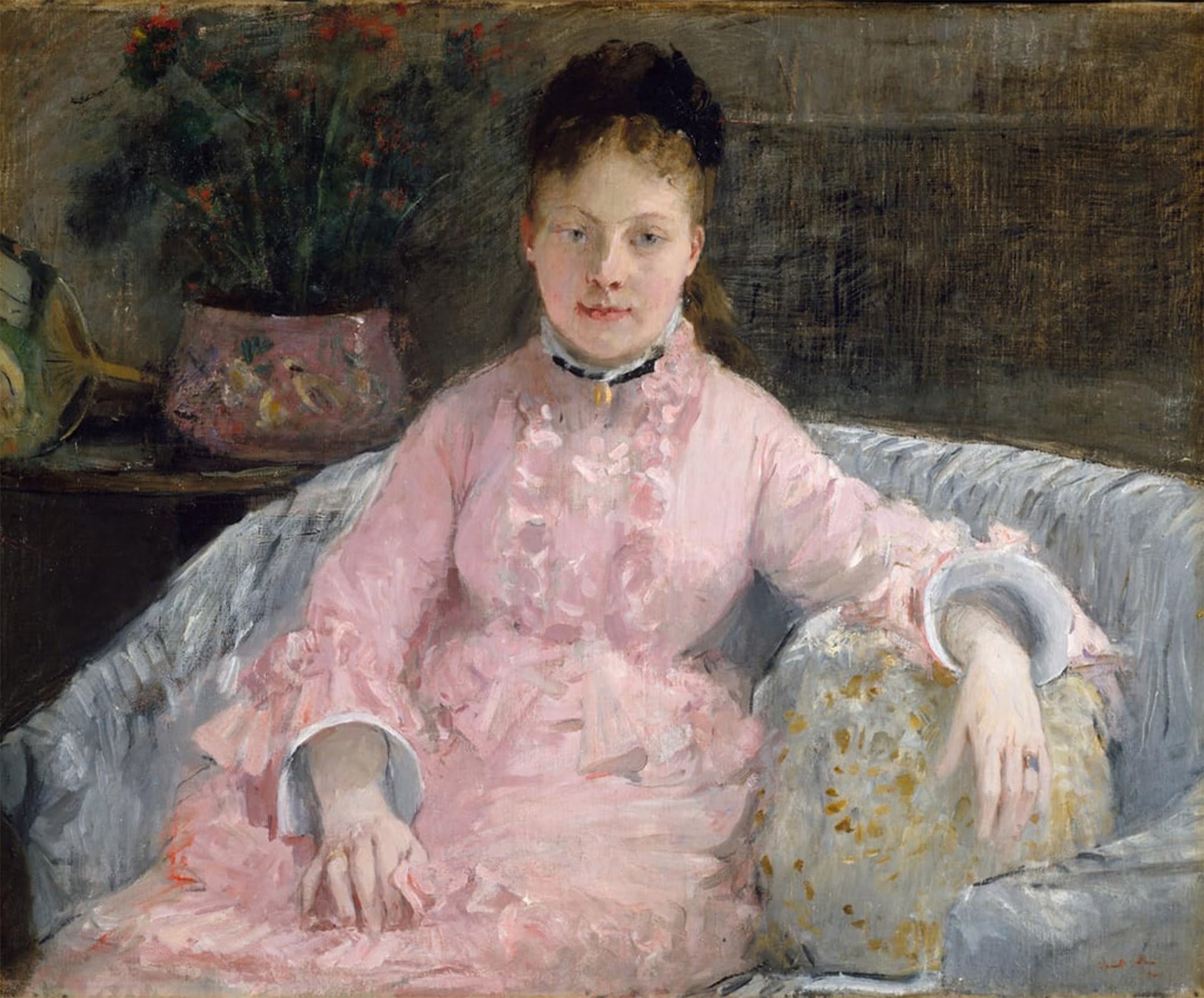 POSTERIIk Famous Modern Artwork Art Mural the Pink Dress by Berthe Morisot Oil Paintings Pictures for Home Decor 60x90cm