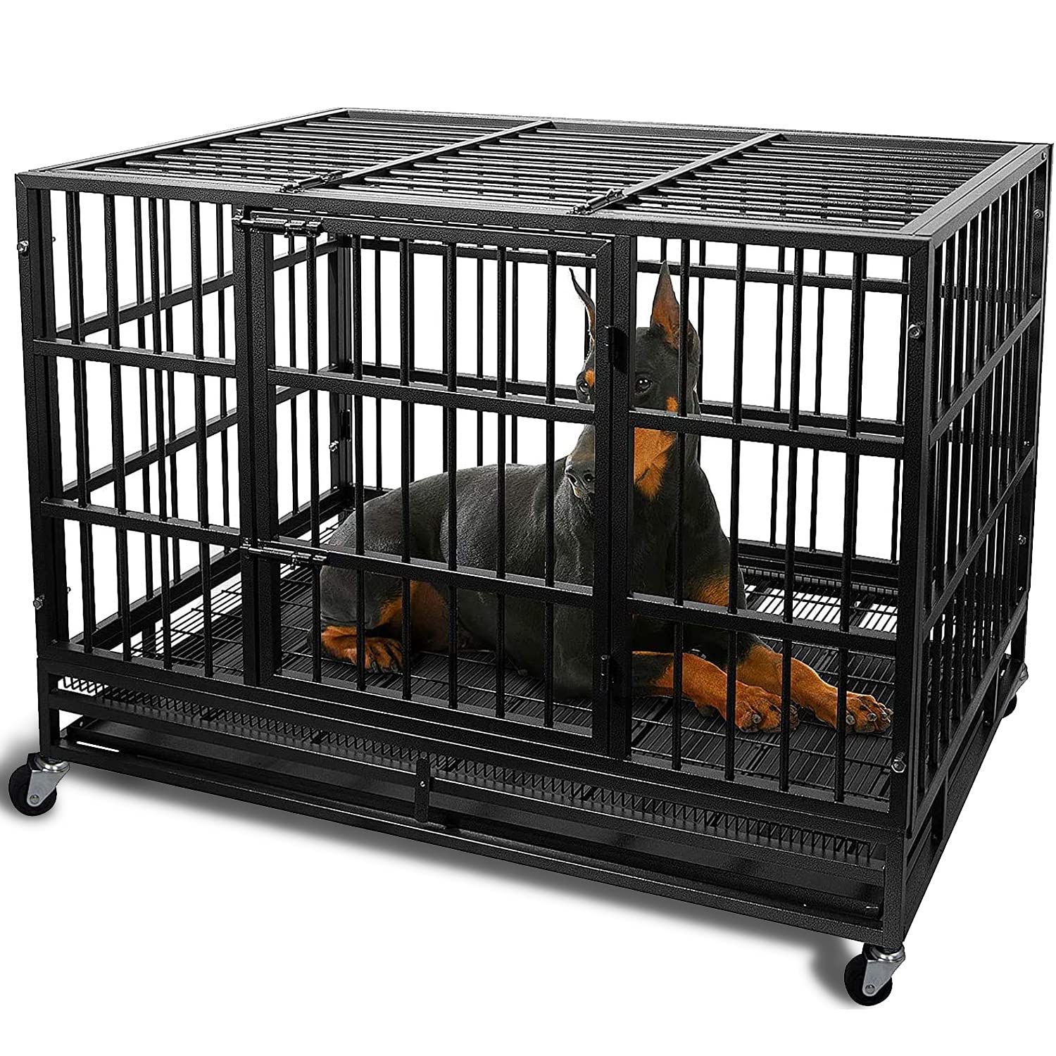 Otaid 48 Inch Heavy Duty Indestructible Dog Crate Cage Kennel with