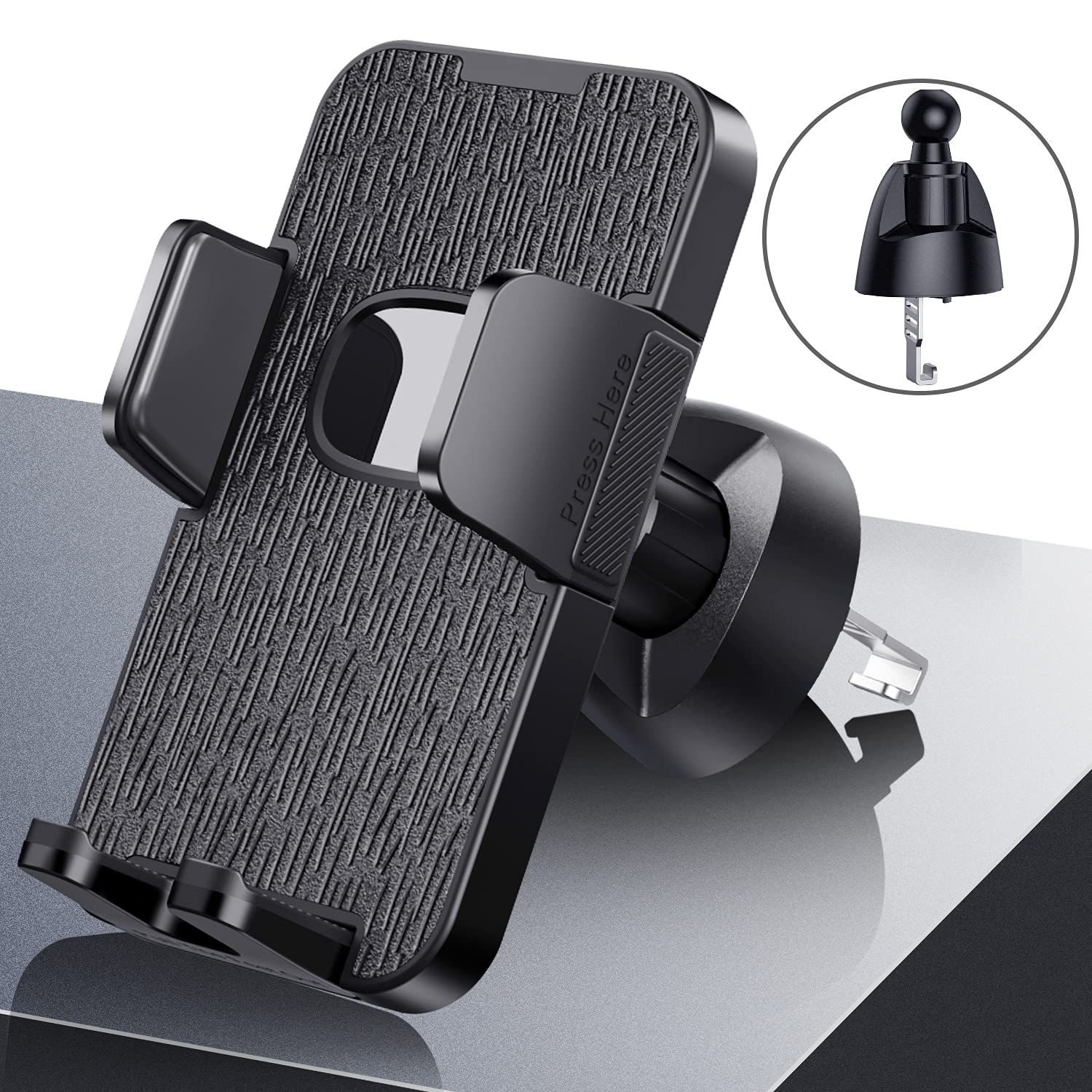 TMTXY Car Phone Holder, Air Vent Car Phone Mount, Universal Phone Holder for Car with Adjustable Clips 360° Rotation Hands Free Auto Lock Automobile Cradle Stand for All 4.7-6.9 inch Smartphones