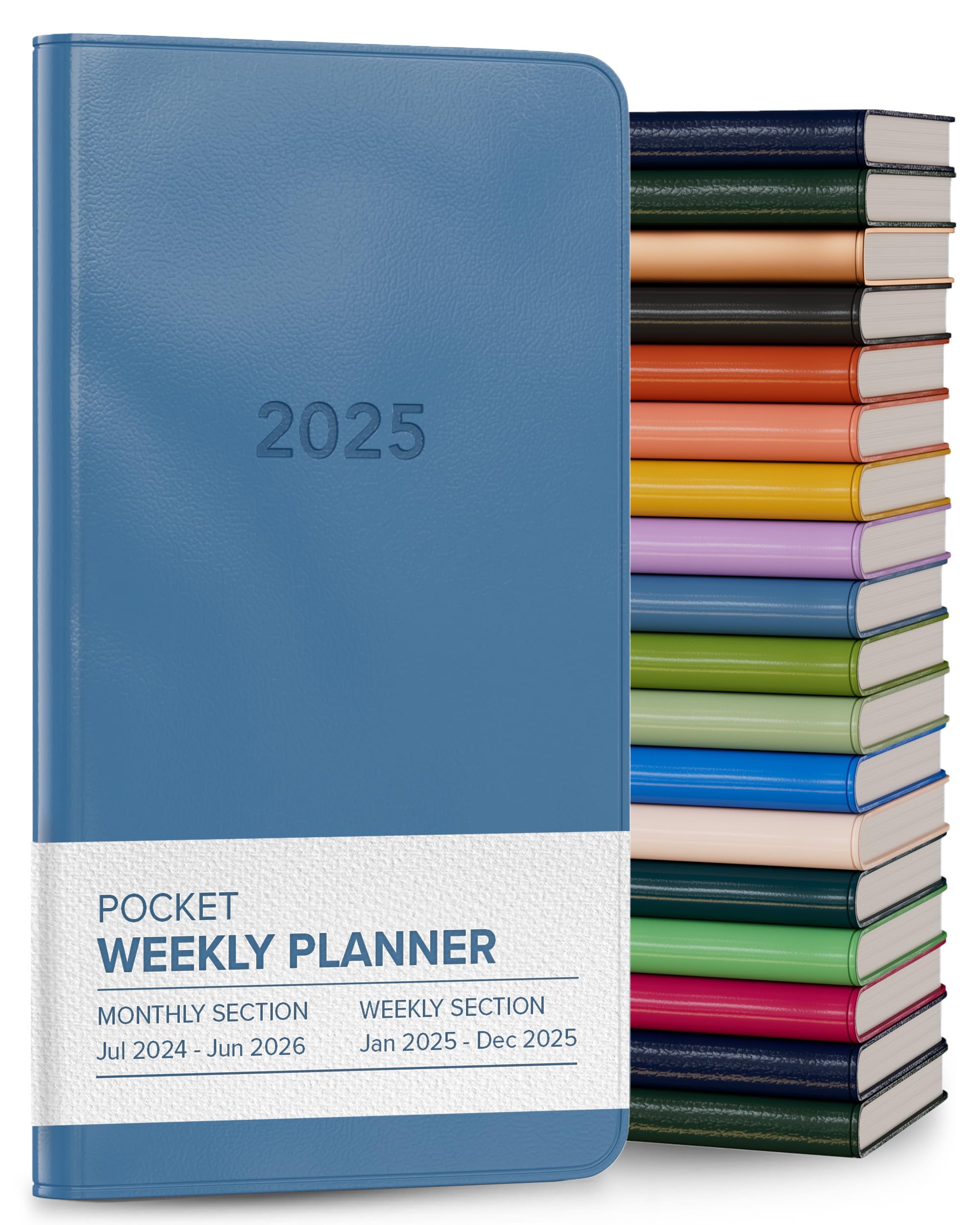 Cambridge Reef Blue Harbor Pocket Planner 2025 - Durable Faux Leather, 192 Pages