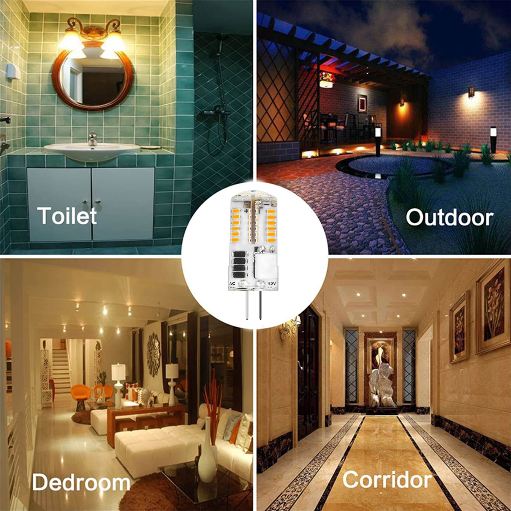 Ampoule G4 LED AC/DC 12V 5W Lampes LED G4 Blanc Chaud 3000K, Lot De 6