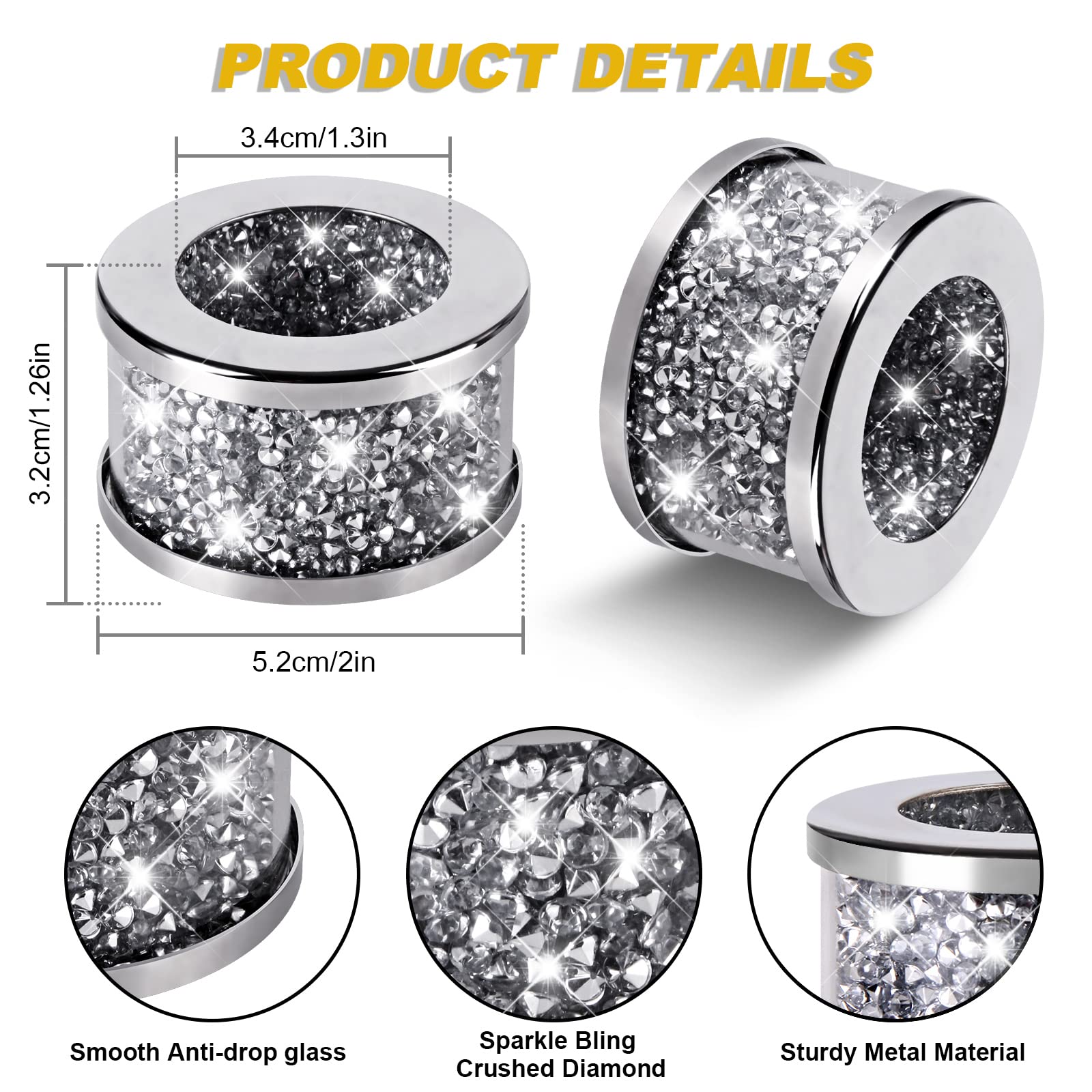 6 Pcs Silver Floral Napkin Rings - Crystal Rhinestone Napkin Holders For Wedding & Party - View #6