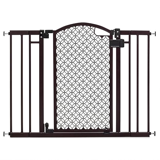 Ingenuity Decorative Panel Tall Baby Gate & Dog Gate, 28"-42" Wide, 30" Tall, Hardware or Pressure Mounted, Install on Top or Bottom of Stairs, Banister, or Doorway - Espresso