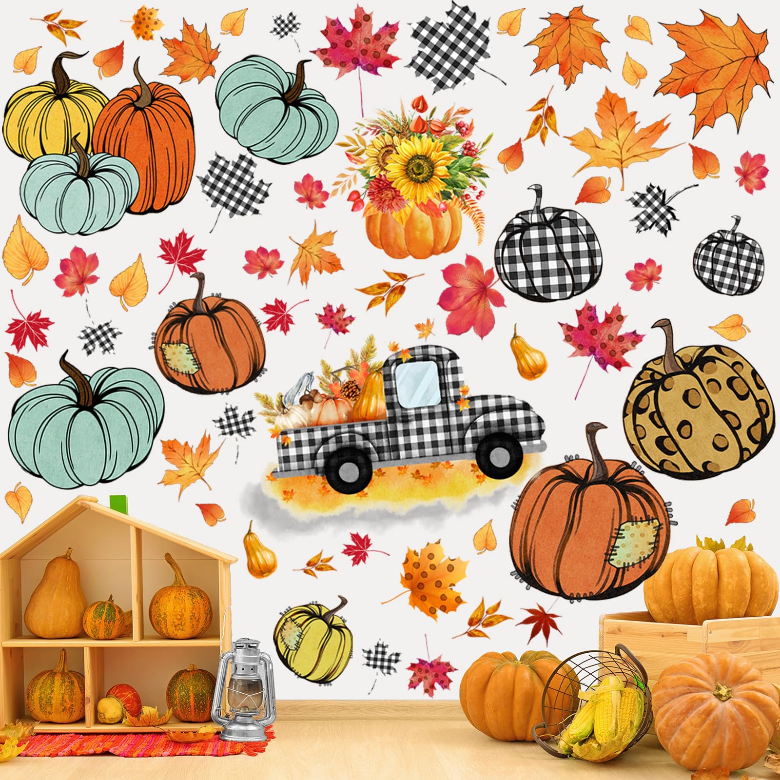 Stickers citrouille d'automne sans résidu pour décorer facilement vos fenêtres et murs