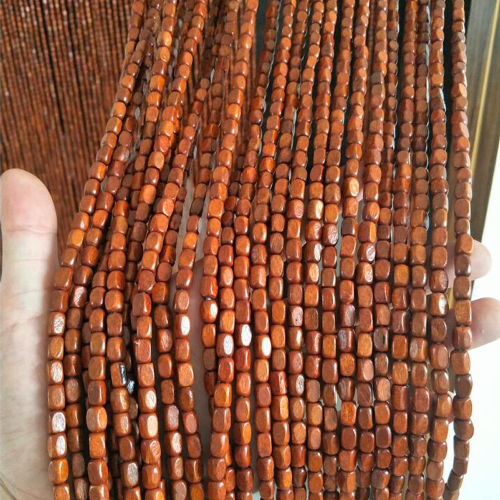 Rideau en perles de bambou pour portes et séparateur de pièce, séparation en bois naturel pour décoration d'intérieur, panneau d'écran de perles suspendues personnalisées