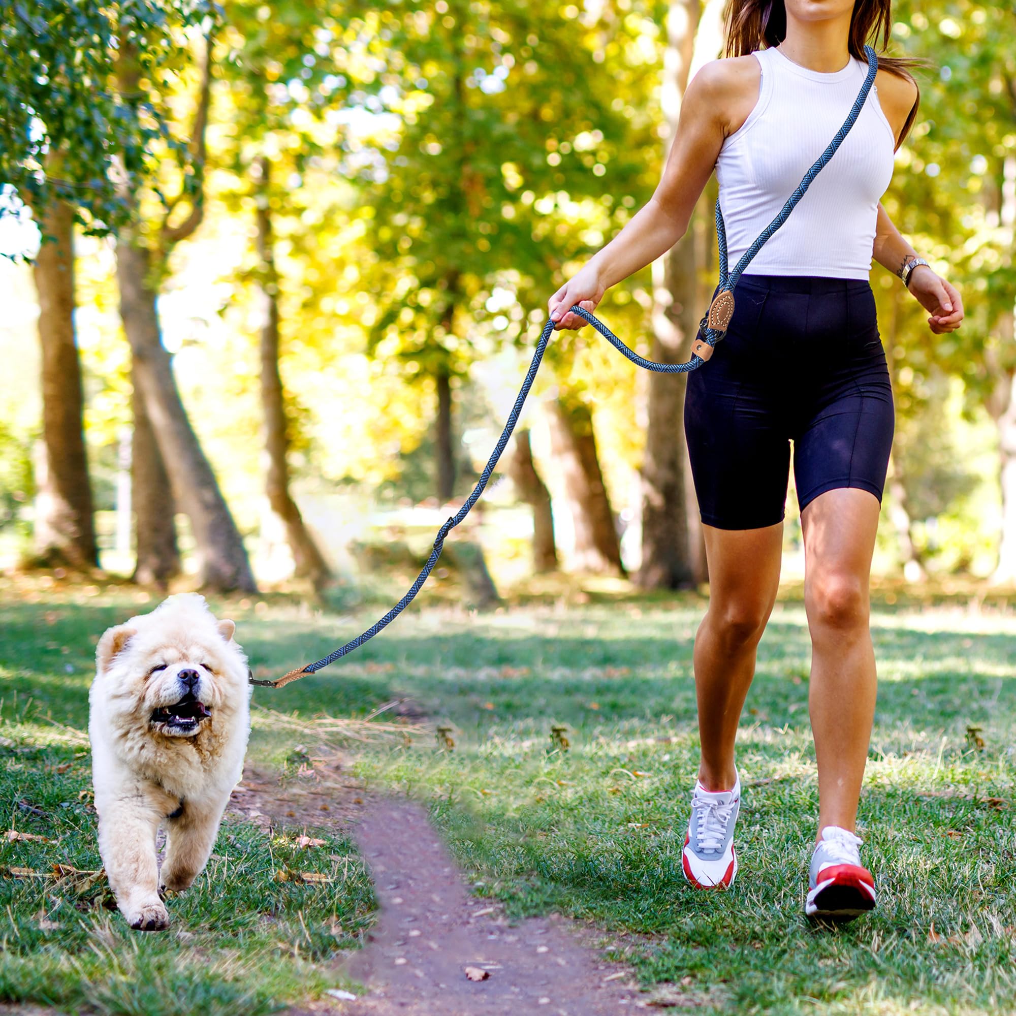 Mile High Life | Longue Laisse Chien En Corde | Laisse Mains Libres | Laisse Lasso | Avec Fermoir Résistant En Métal(Blue, 244 CM )