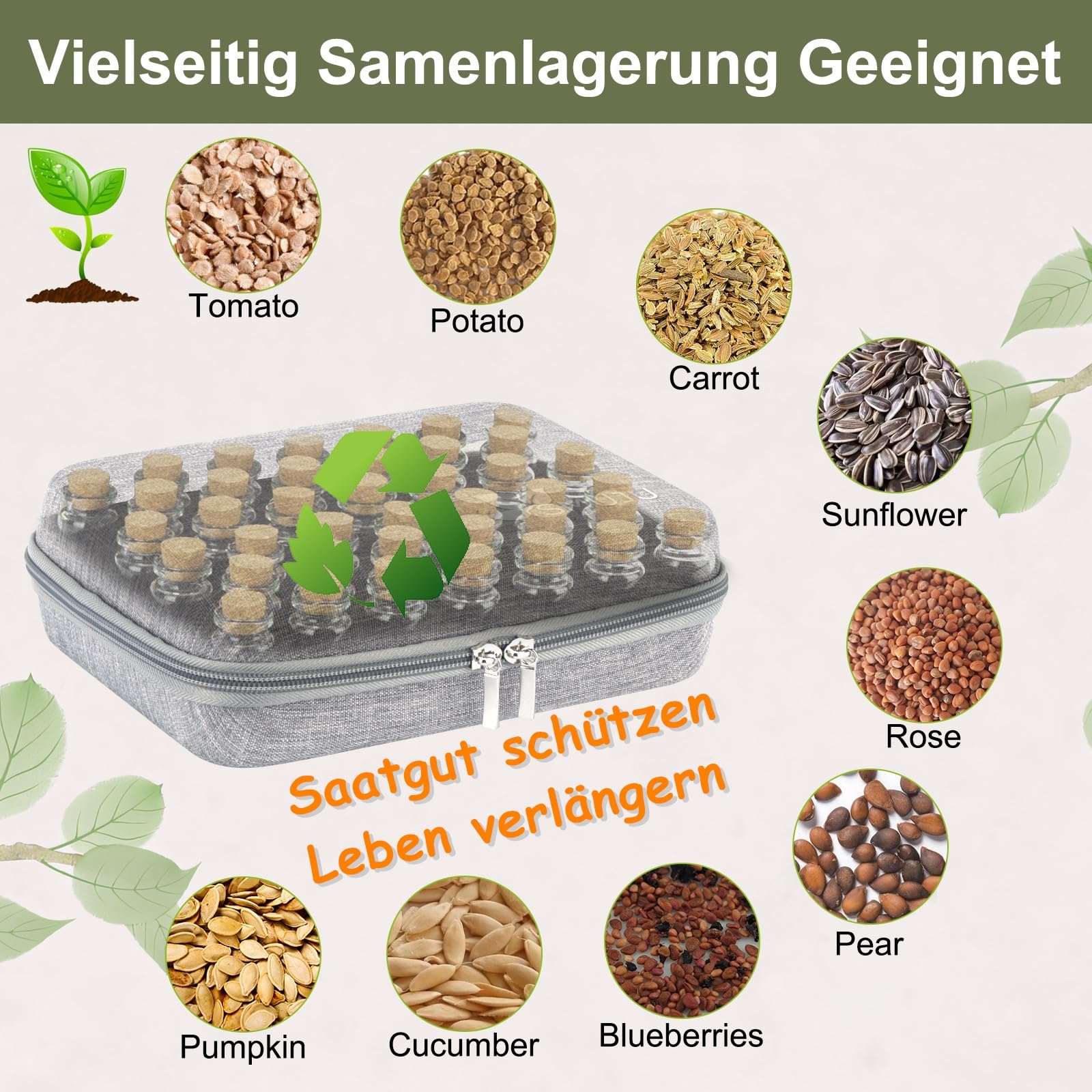 40 sleuven]Robuuste opbergdoos voor zaden, met etiketten, stickers en glazen opbergdoos, opbergdoos voor groentezaden, fruit, bloemen (zaden niet inbegrepen