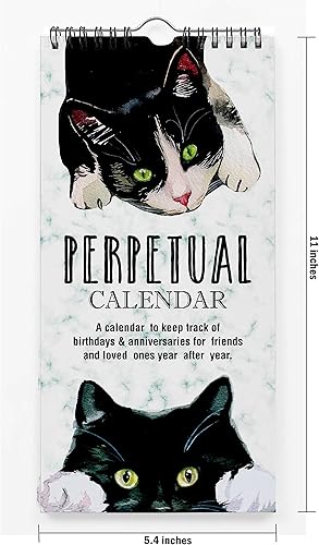 Miniatura 3 de Calendario rústico perpetuo de gato, para colgar en la pared, aniversario, evento especial, recordatorio, calendario, diario, para colgar en la