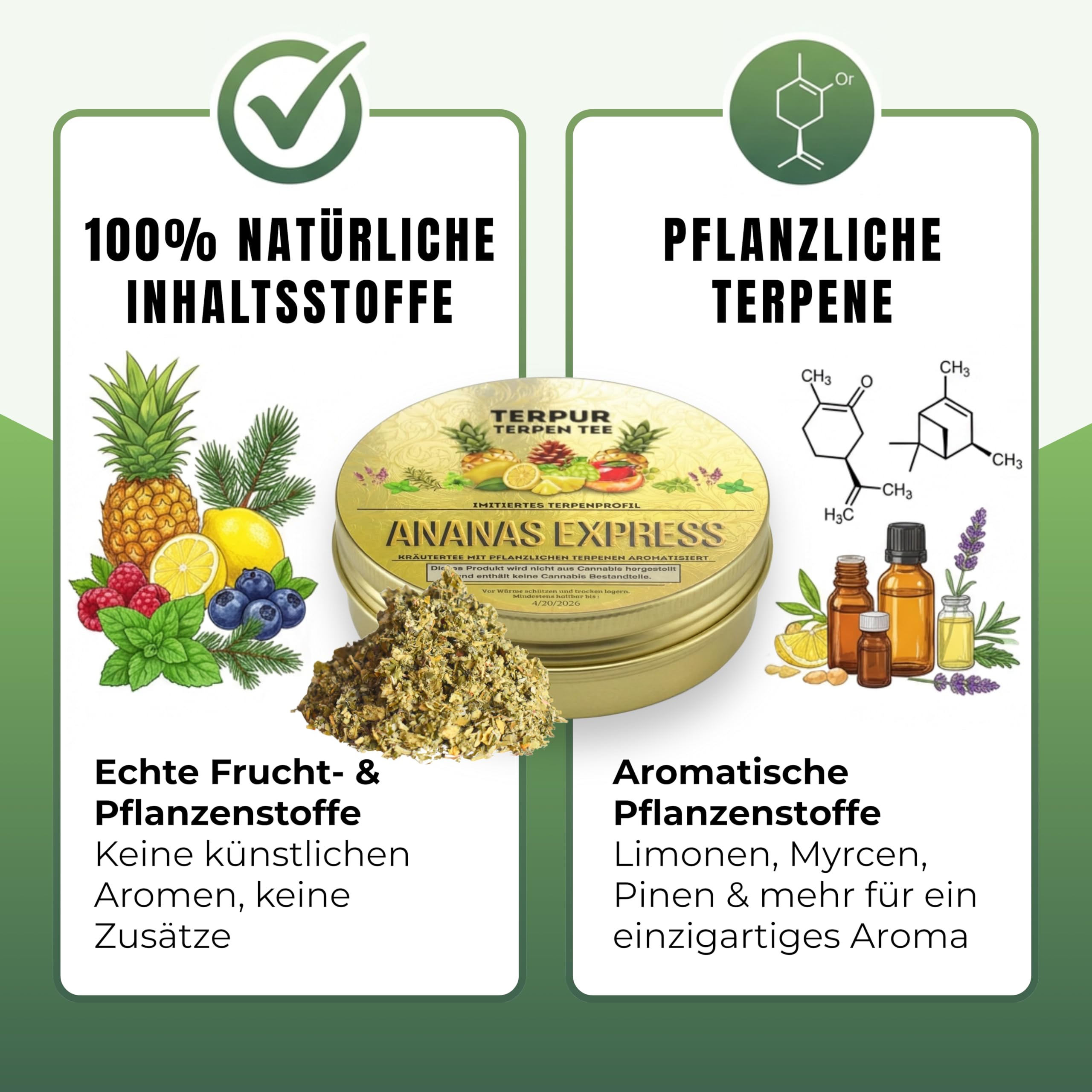 NEU Gold Edition Herbal Mix mit Terpenen | Krutermix mit pflanzlichen  Terpenen von TERPUR | Terpen Tee Ananas Express | 16g Dose Metall mit  Schraubverschluss | 100% natrliche Krutermischung : Amazon.de:  Lebensmittel & Getrnke