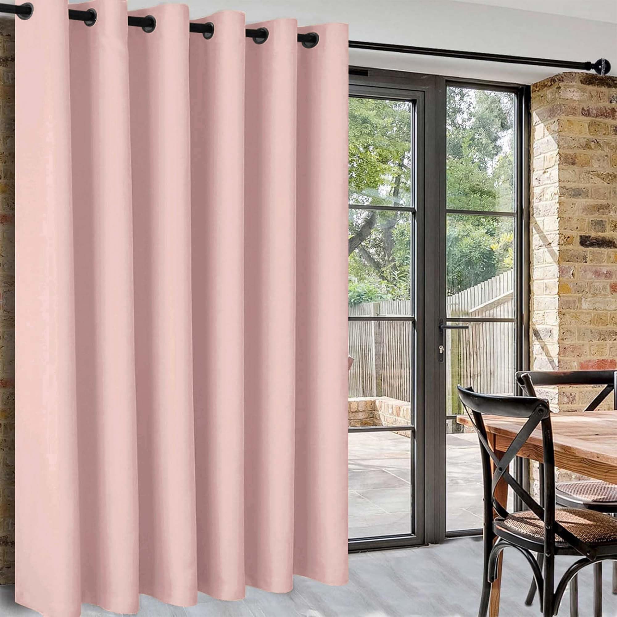 DWCN Blackout Door Curtain with Eyelet, Pink, 100 X 84 Inch Thermal Insulated Noise Reducing Super Soft Room Divider Window Treatment for Living Room Bedroom Sliding Glass, 1 Panel