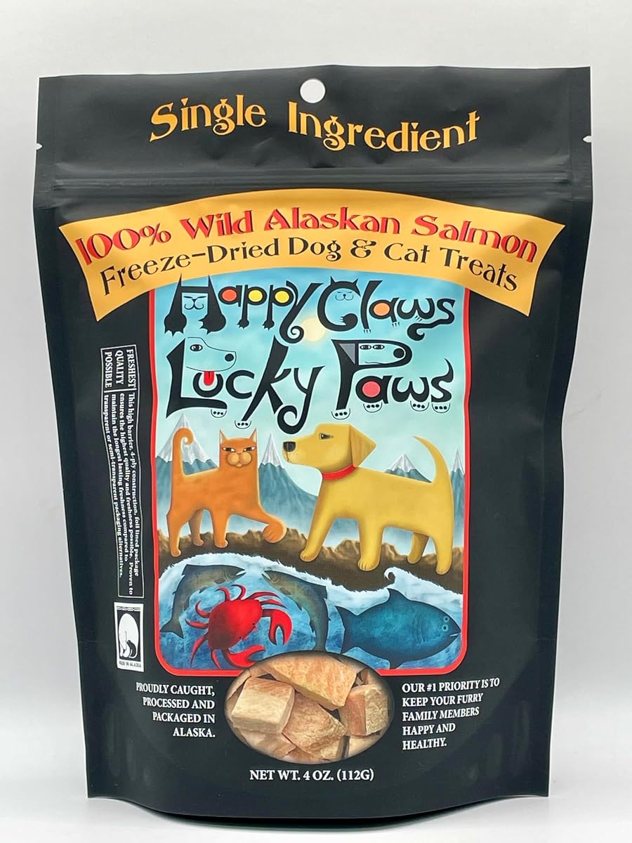 Freeze-Dried Wild Alaskan Salmon Treats for Dogs and Cats (4.0 oz) Made in Alaska