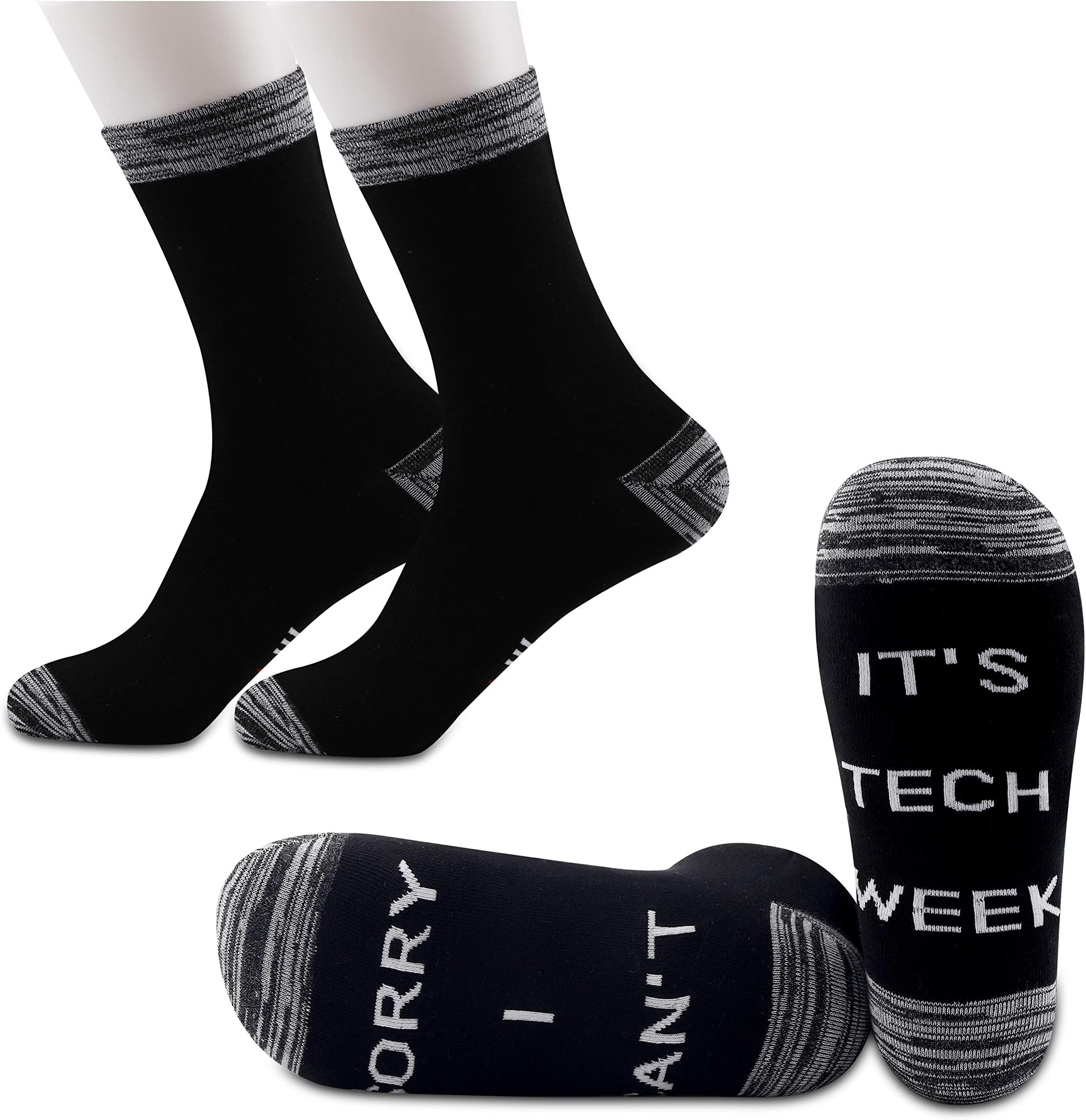 PYOUL 2 Pairs Theatre Socks Tech Week Socks Tech Week Gifts Funny Socks Sorry I Can’t It’s Tech Week Socks