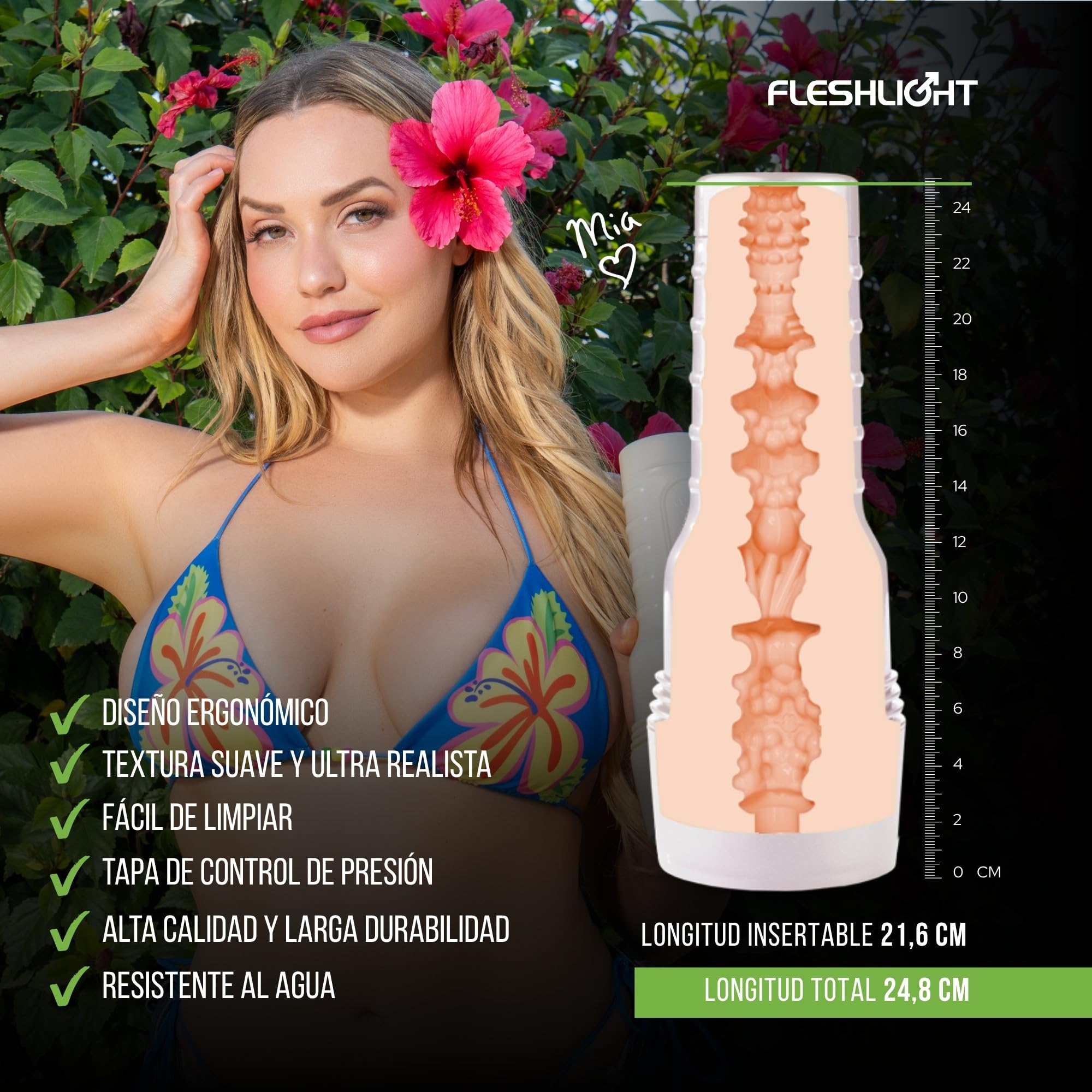 Fleshlight Mia Malkova Headshot (Boca) - Masturbador Masculino - Experiencia Real - Superskin - Fácil de Limpiar