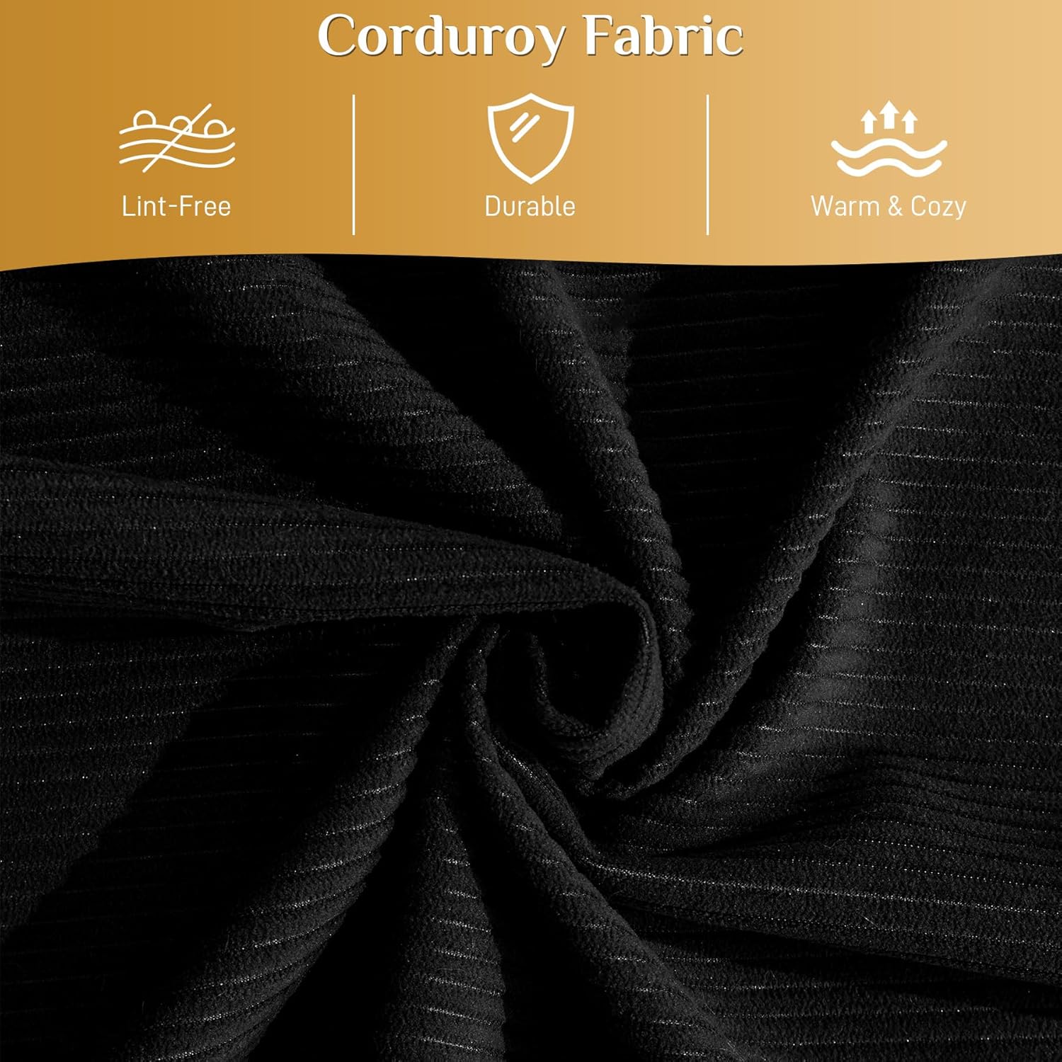 Convertible Sleeper Sofa Bed, Corduroy Folding Mattress Couch with Fixed Frame, Floor Lounge Couch with Pillow, Foldable Lazy Sofa Cama for Living Room, Bedroom, Jet Black