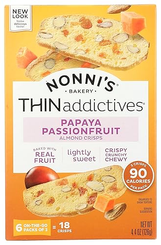 Nonni's THINaddictives - Galletas delgadas de almendra, papaya y maracuyá, galletas italianas para acompañar el café, empaque individual, kósher,