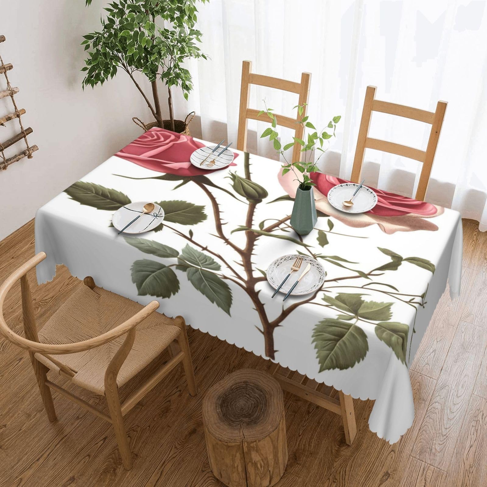 Nappe pour jardin et fête motif roses 137x183cm repas en famille