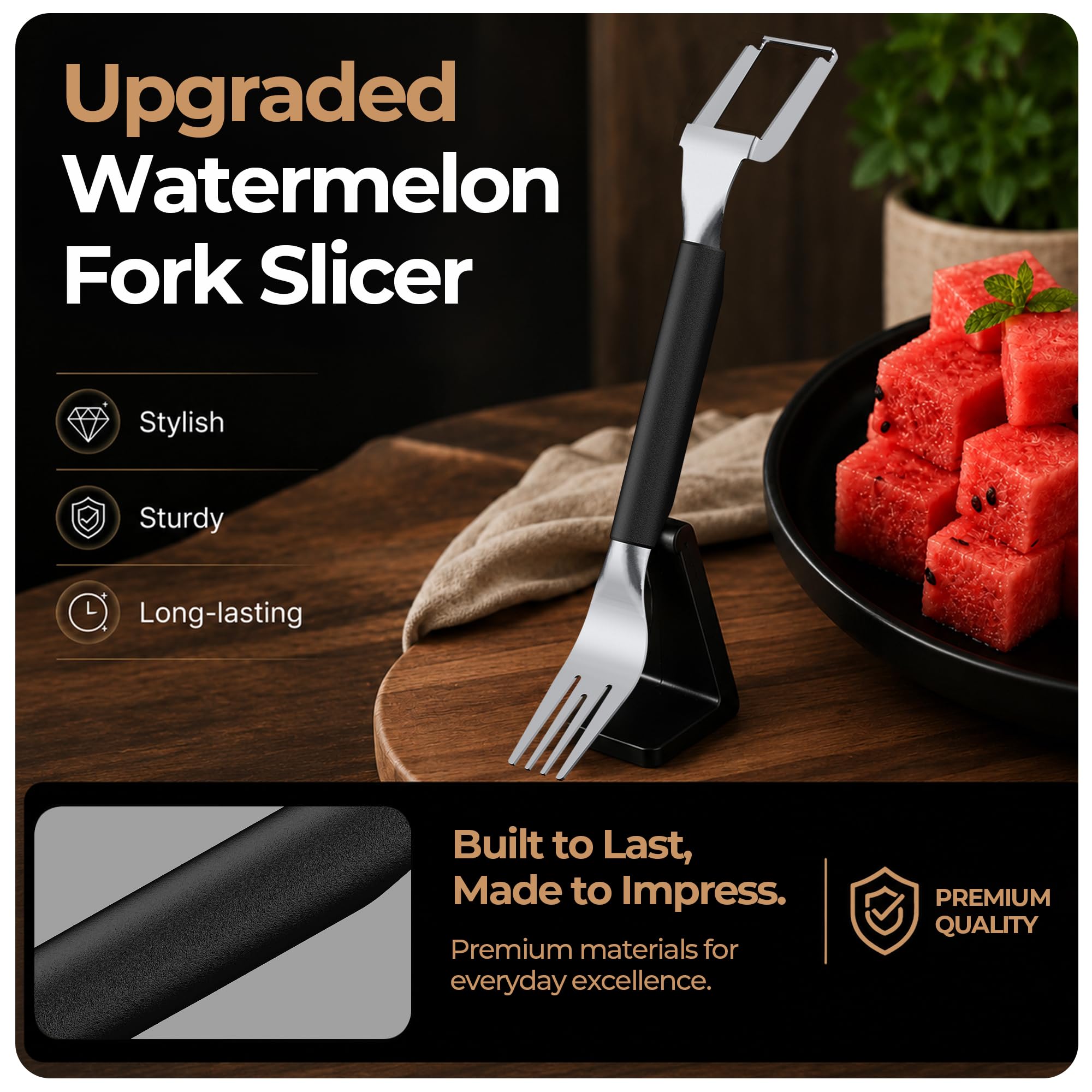 Watermelon Cutter & Fork - Dual Stainless Steel -2