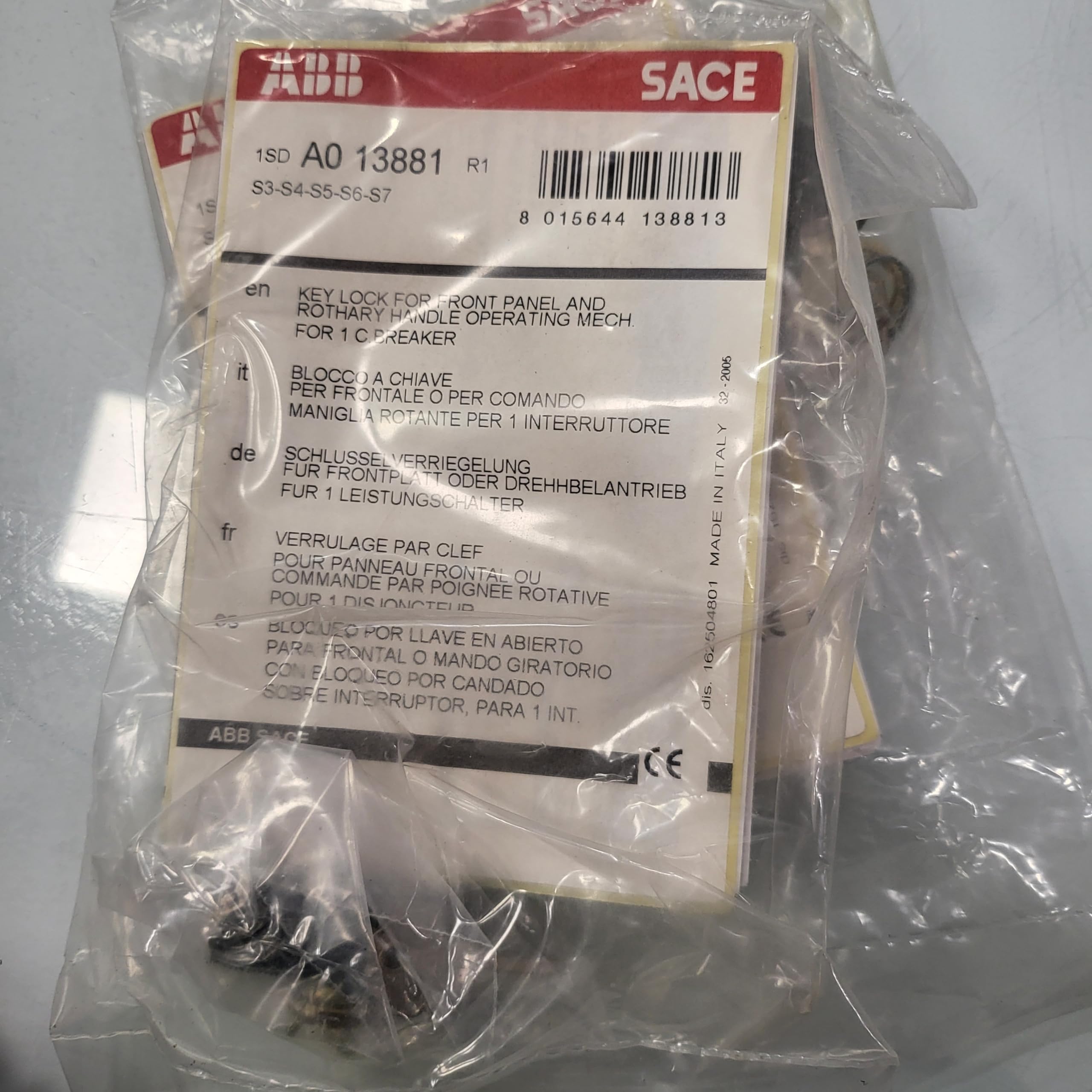 Verrouillage Clé Isomax ABB Entrelec pour consignation de disjoncteur S3 S7