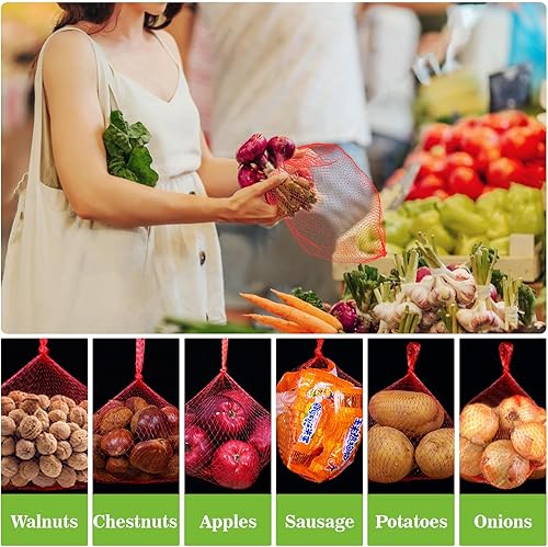 Miniatura 5 de Sukh 90 bolsas de malla para productos  Bolsas de malla para verduras de 24 pulgadas, bolsas de almacenamiento de cebolla, bolsas de red para