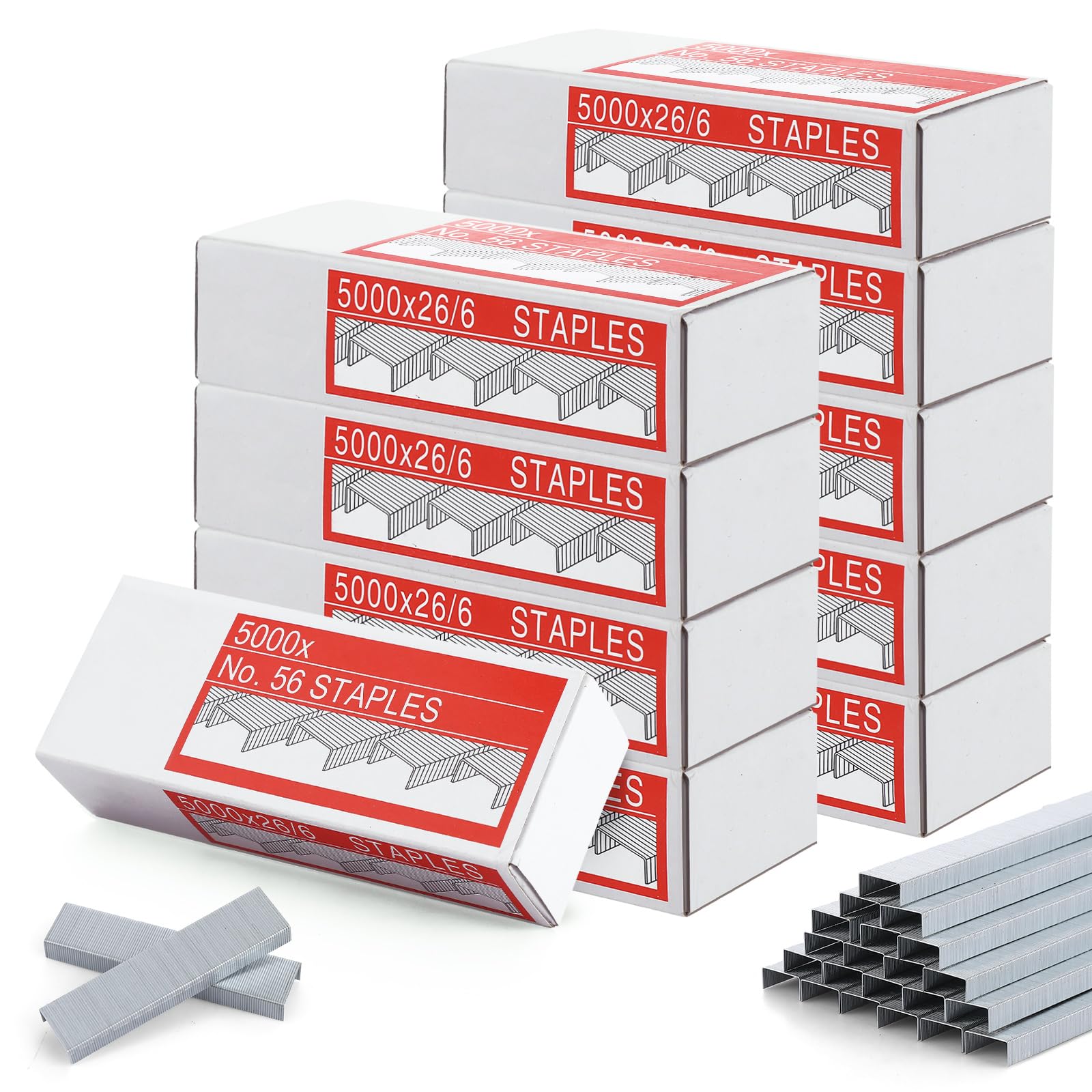 APACALI 60.000 Stück Heftklammern, 26/6 Standardklammern, Heftklammern 26/6 für Zuhause, Büroarbeit (1 Box mit 5000, 12 Boxen)