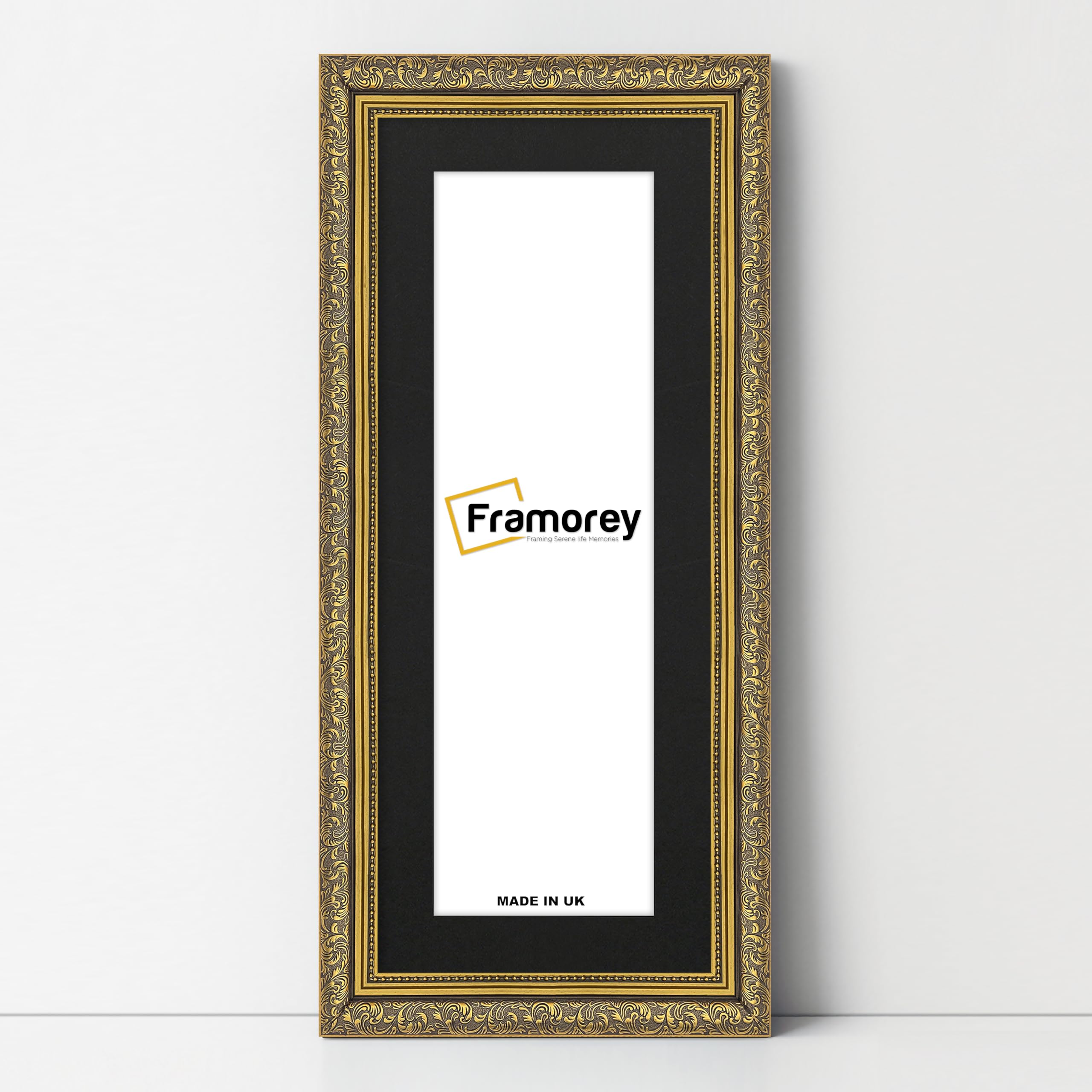 FRAMOREY Panoramic Style Picture Frame, 32x20" Size Gold Photo Frame With 28x16" Size Black Mount, Dahlia Traditional Effect Wall Hanging Frame, Home Décor Frame,