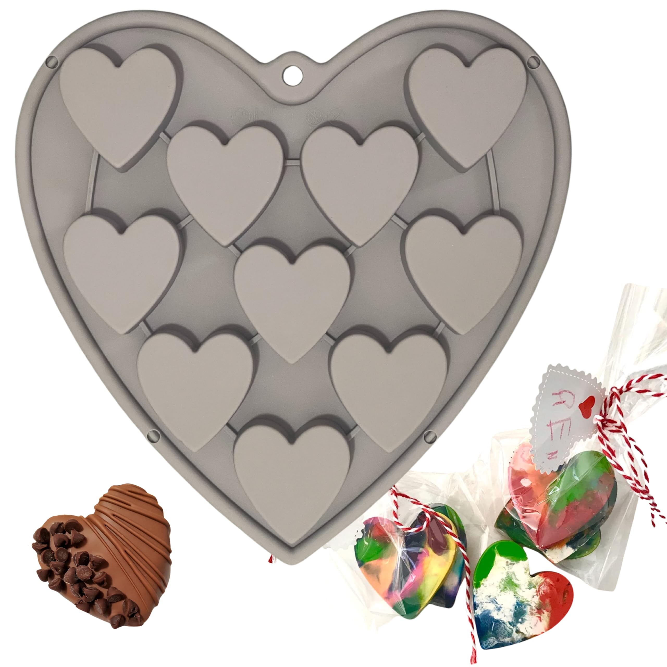 Heart Shaped Cake Pans Heart Silicone Mold for Baking, Large 2 Inches Heart Molds, 10 Cavities Suitable for Ice Cube Mold, Chocolate Mold, Valentines Silicone Molds