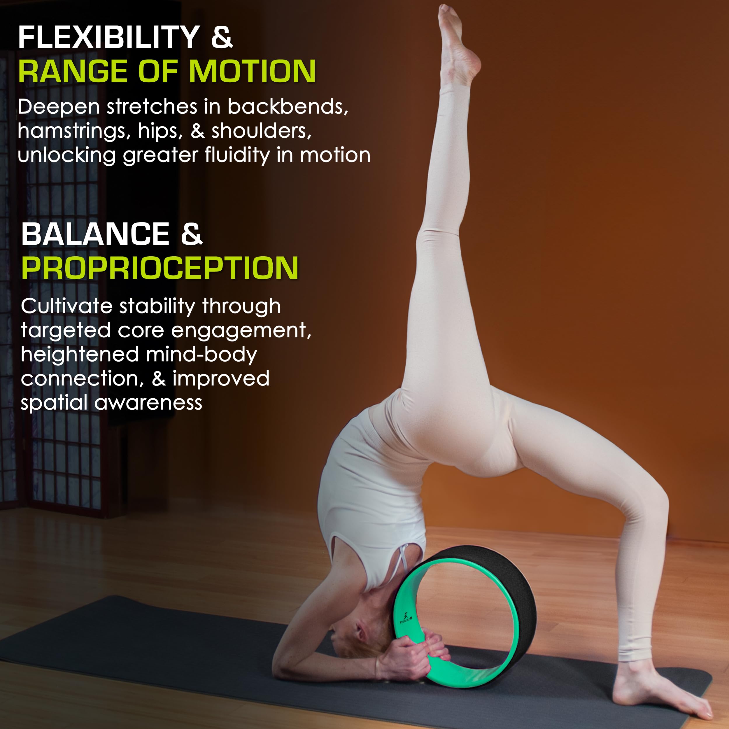 ProsourceFit Yoga Wheel Prop 12” for Improving Yoga Poses & Backbends, Flexibility, Balance, Stretching, Relaxation