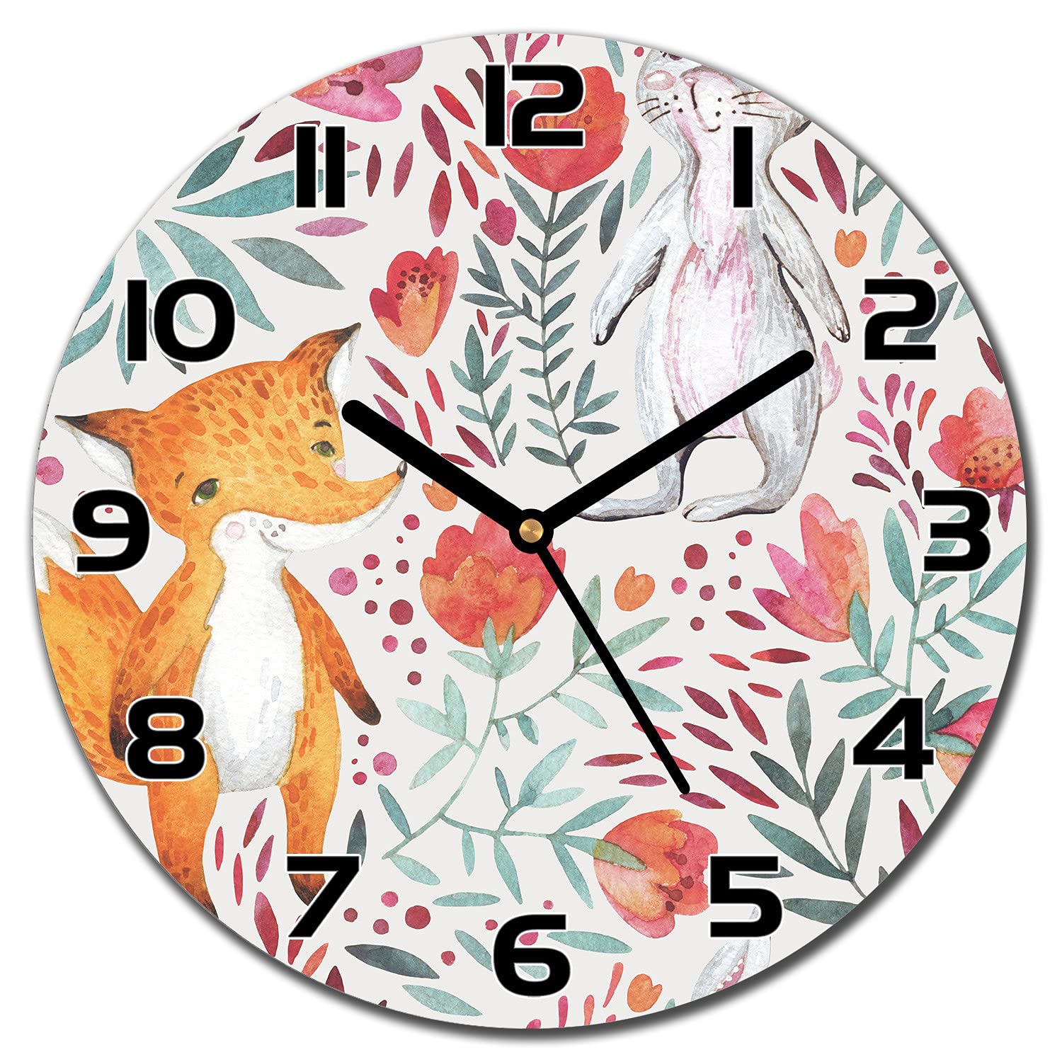 Horloge en Verre Aiguilles Noires Lisible pour Cuisine et Salon