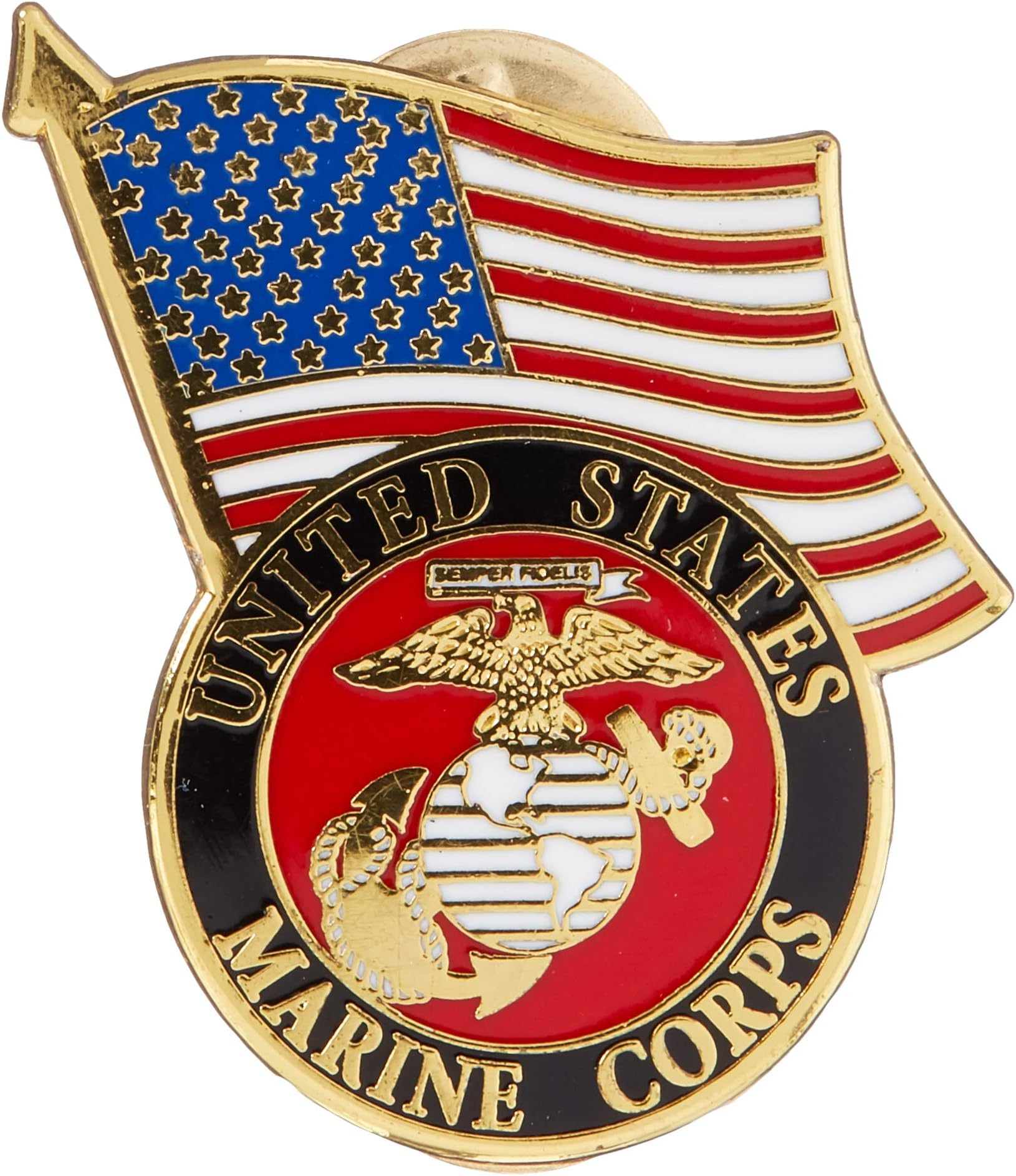 ee Eagle Emblems Marine Corps Logo and US Flag Lapel/Hat Pin