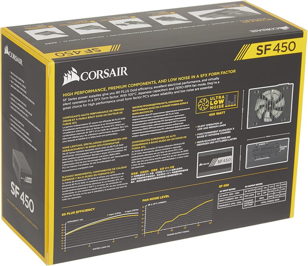 CORSAIR SF450 Series,80+ Gold Certified 450W Fully Modular SFX Power Supply thumbnail 3