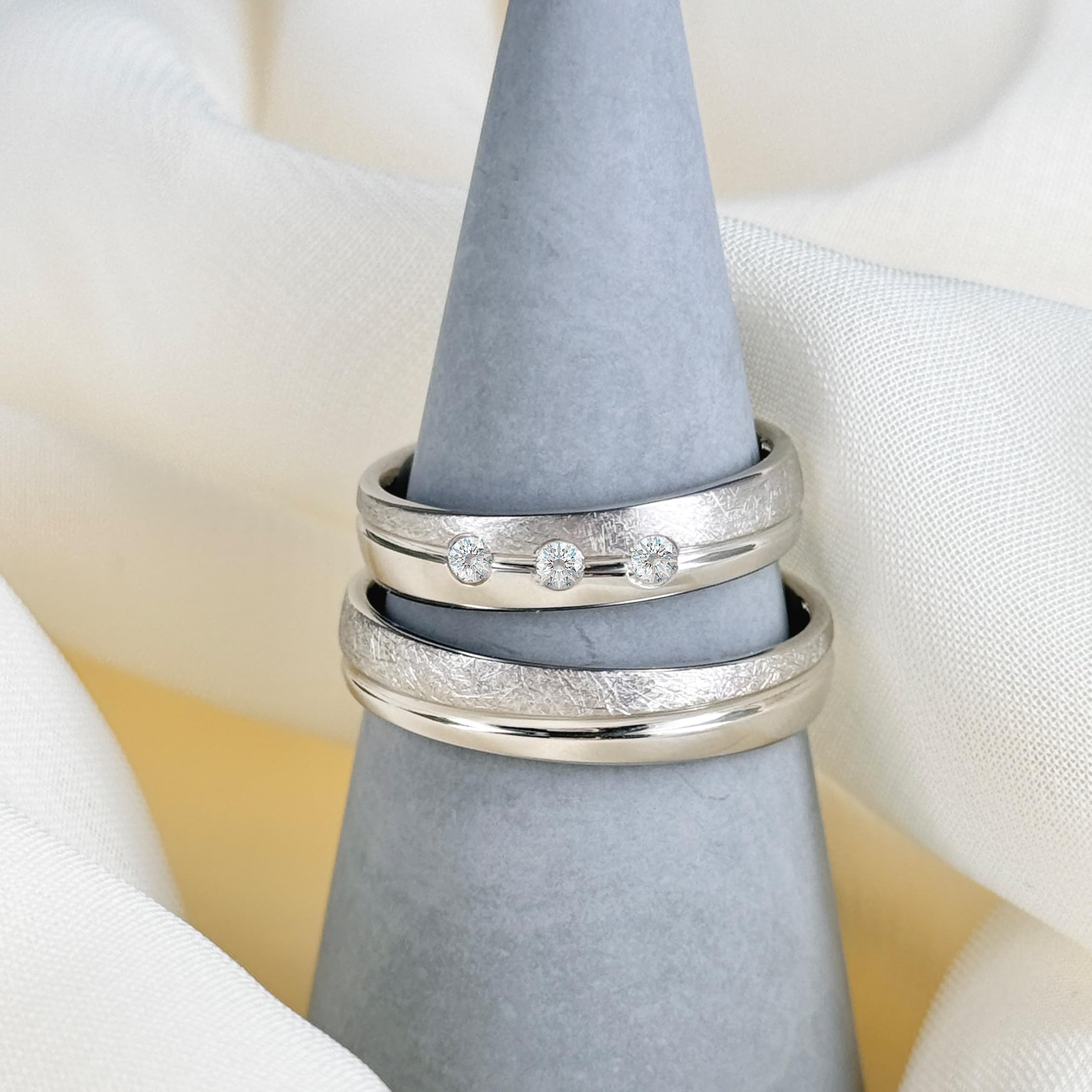 DOOSTI Ehering/Partnerring/Trauring FROSTED Silber 925/- hochwertiger Silberring – Damen und Herren Variante