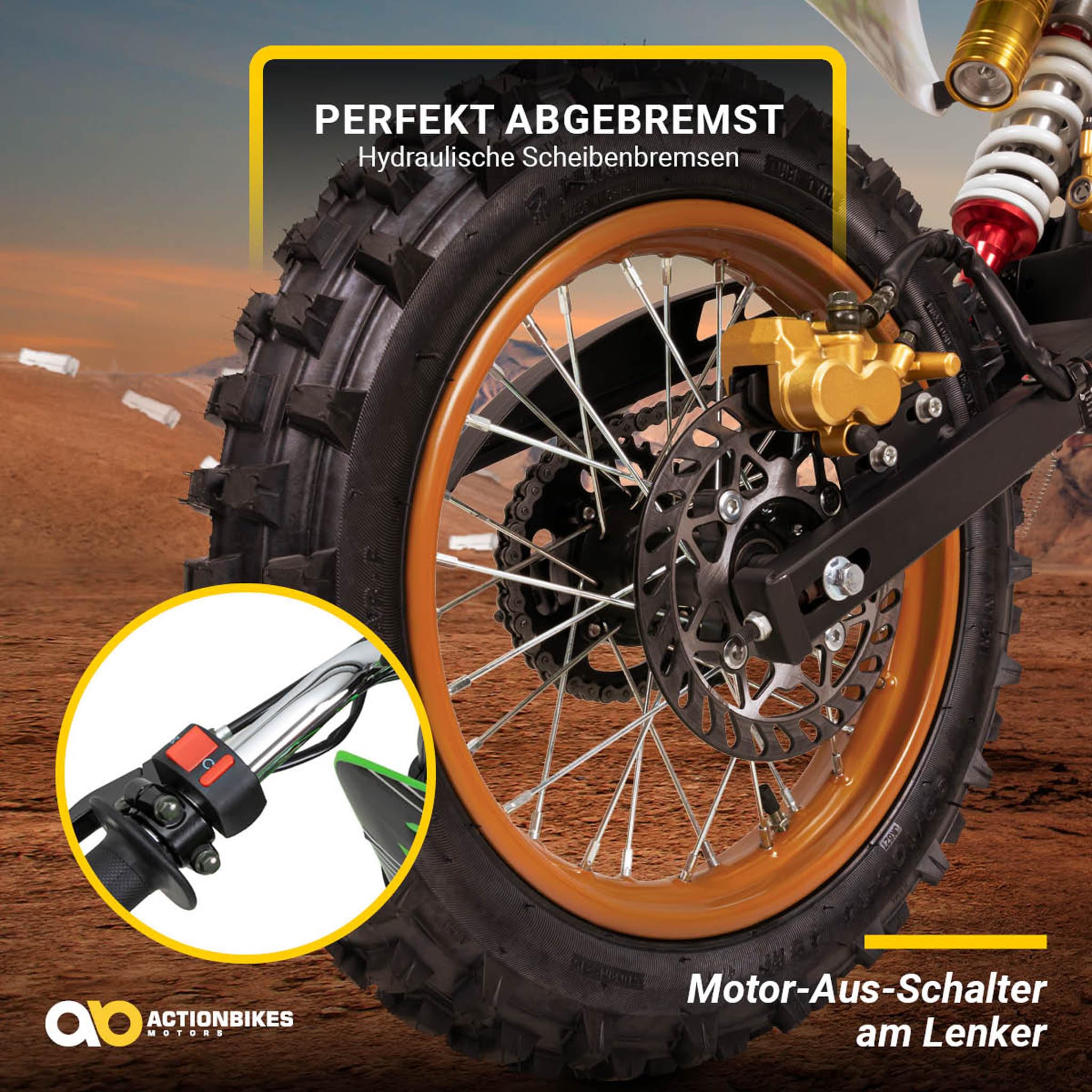 Actionbikes Motors Crossbike JC125 | 4-Takt 125ccm Benzinmotor (Schwarz) | Bis 𝟖𝟎 km/h | Motorrad | Pocket Bike | Dirt Bike | Motocross | Pocketbike | Motorsport | Dirtbike | Enduro ab 14 Jahren