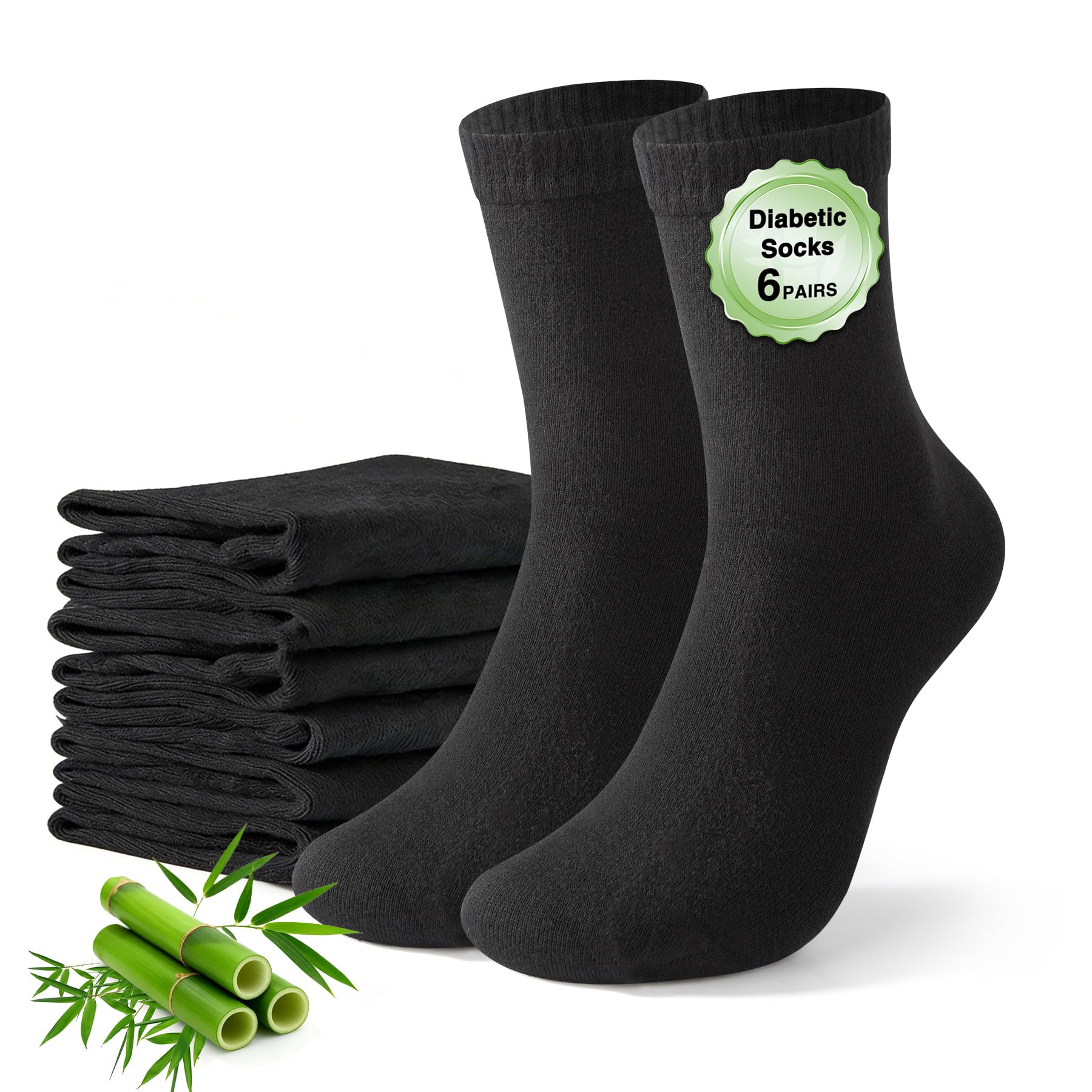 FALARY Bambus Diabetikersocken Herren Damen (6 Paar) Diabetiker Socken Ohne Gummibund Gesundheitssocken Mit Komfortbund